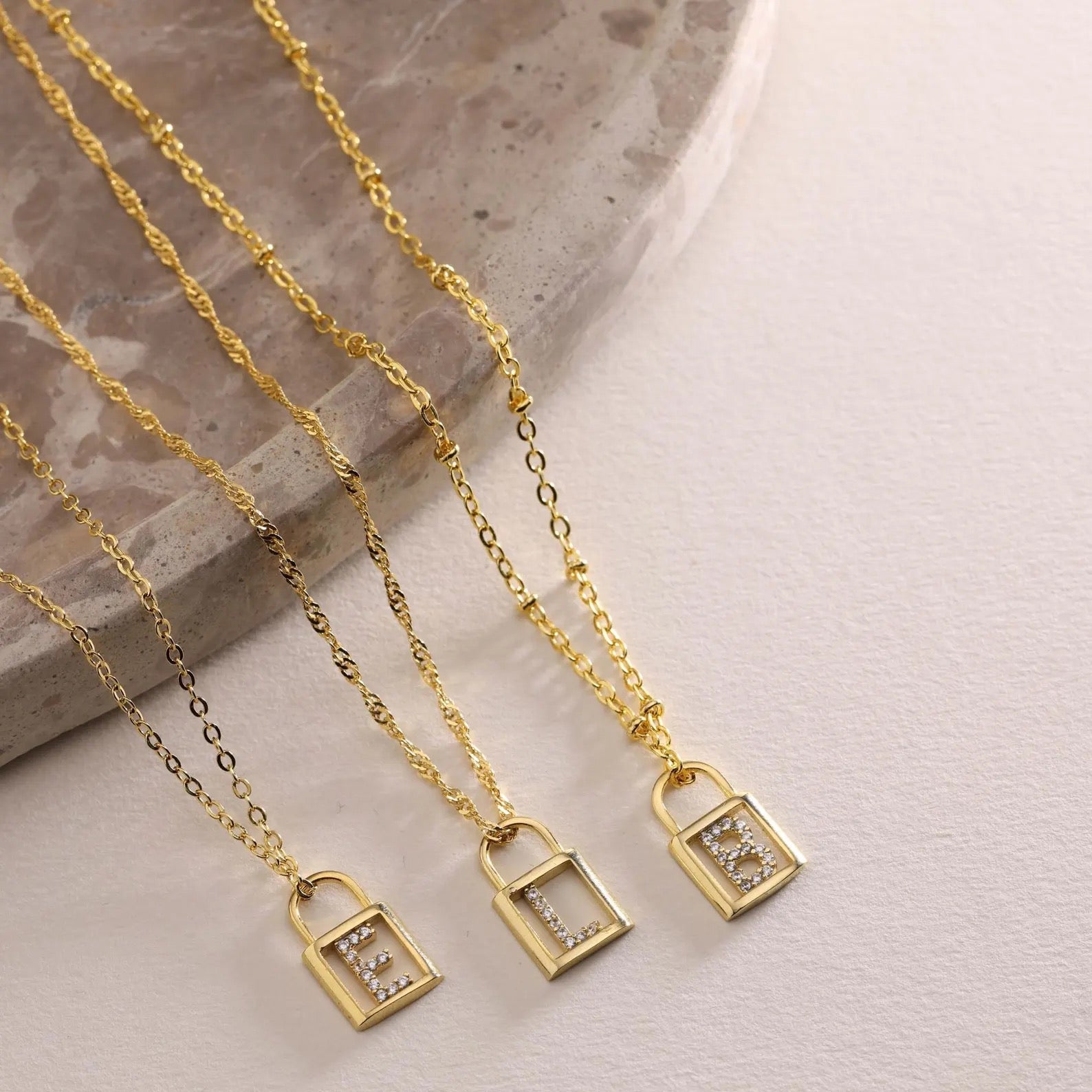 Initial Padlock Necklace