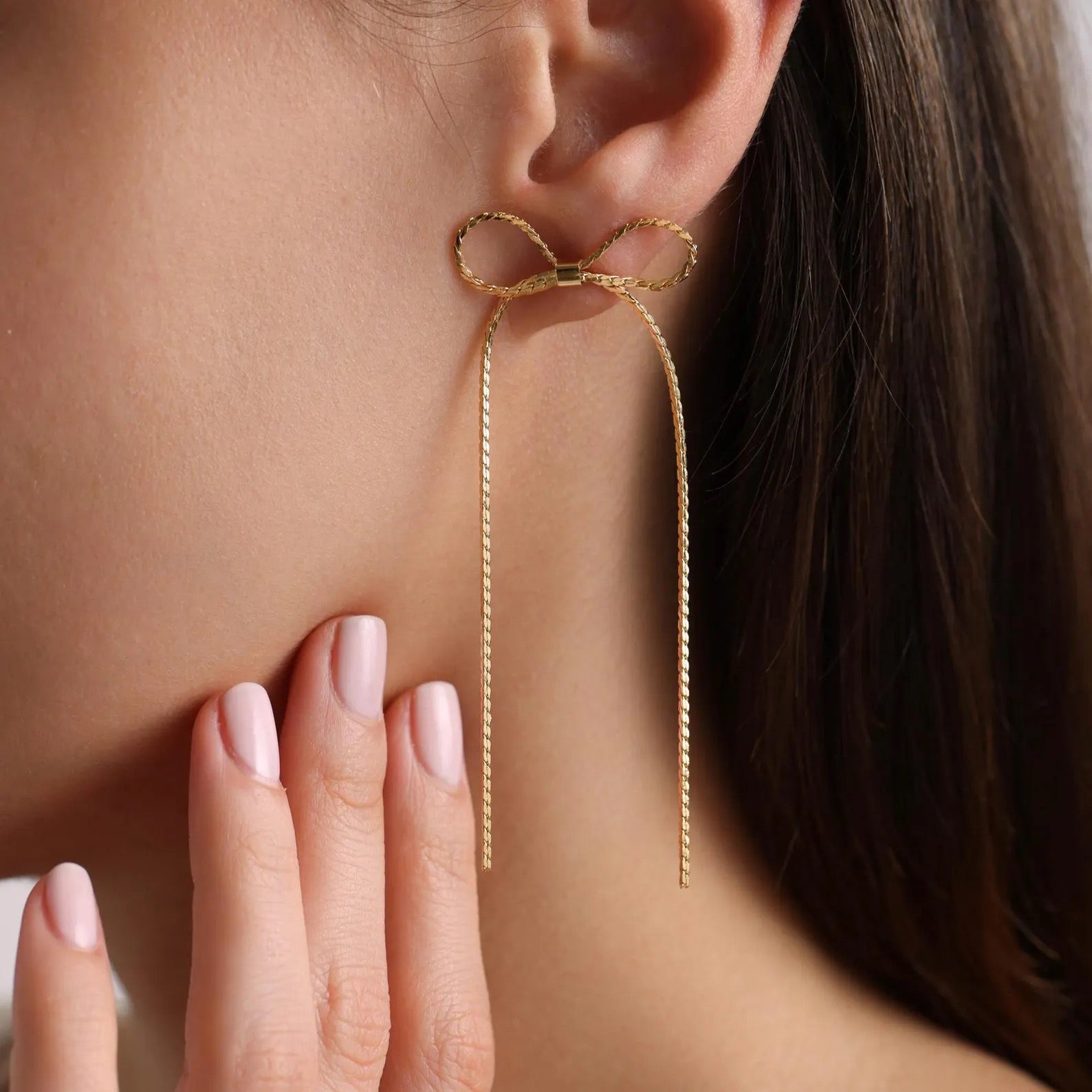 Long Drop Bow Earrings