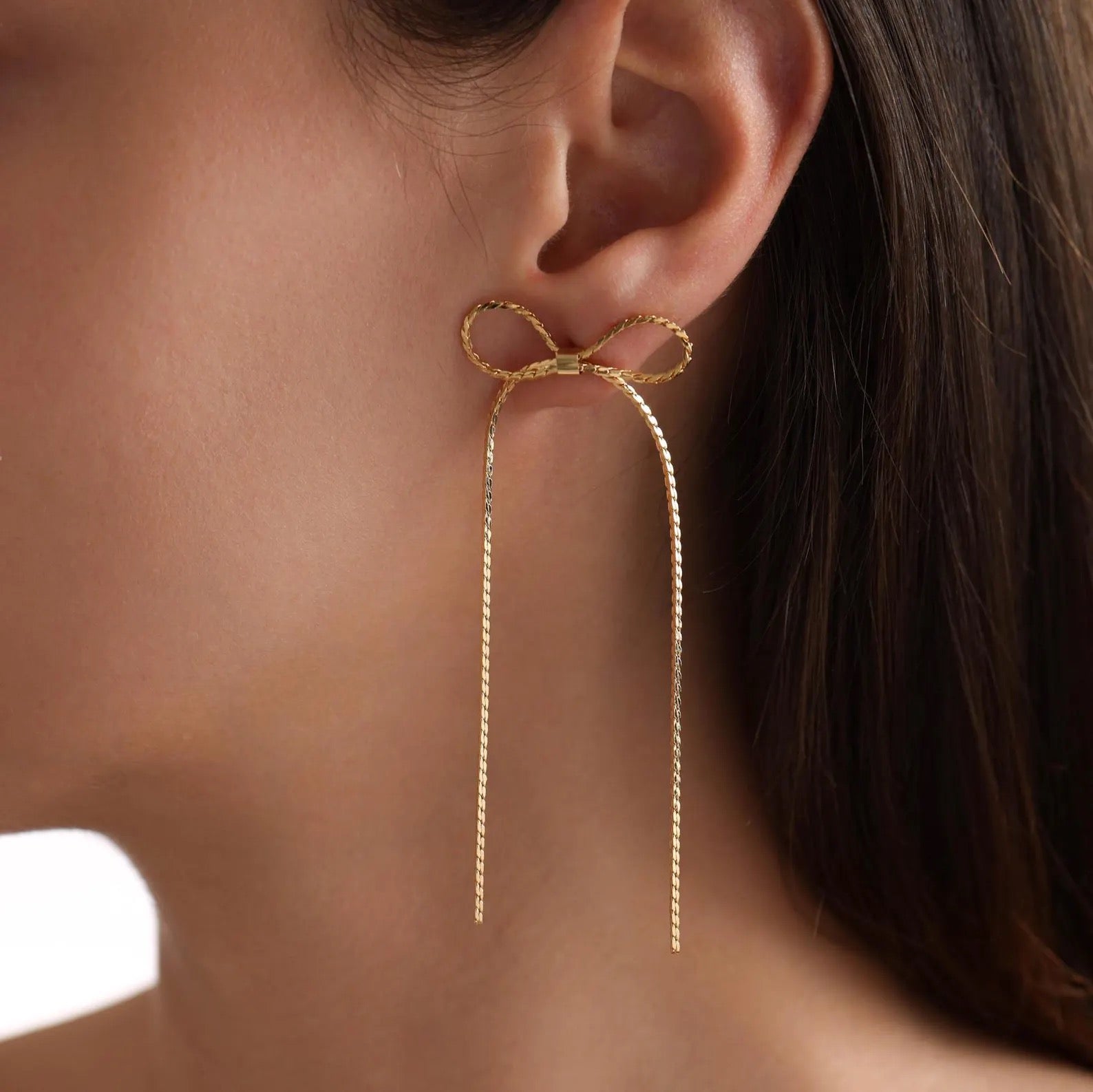 Long Drop Bow Earrings