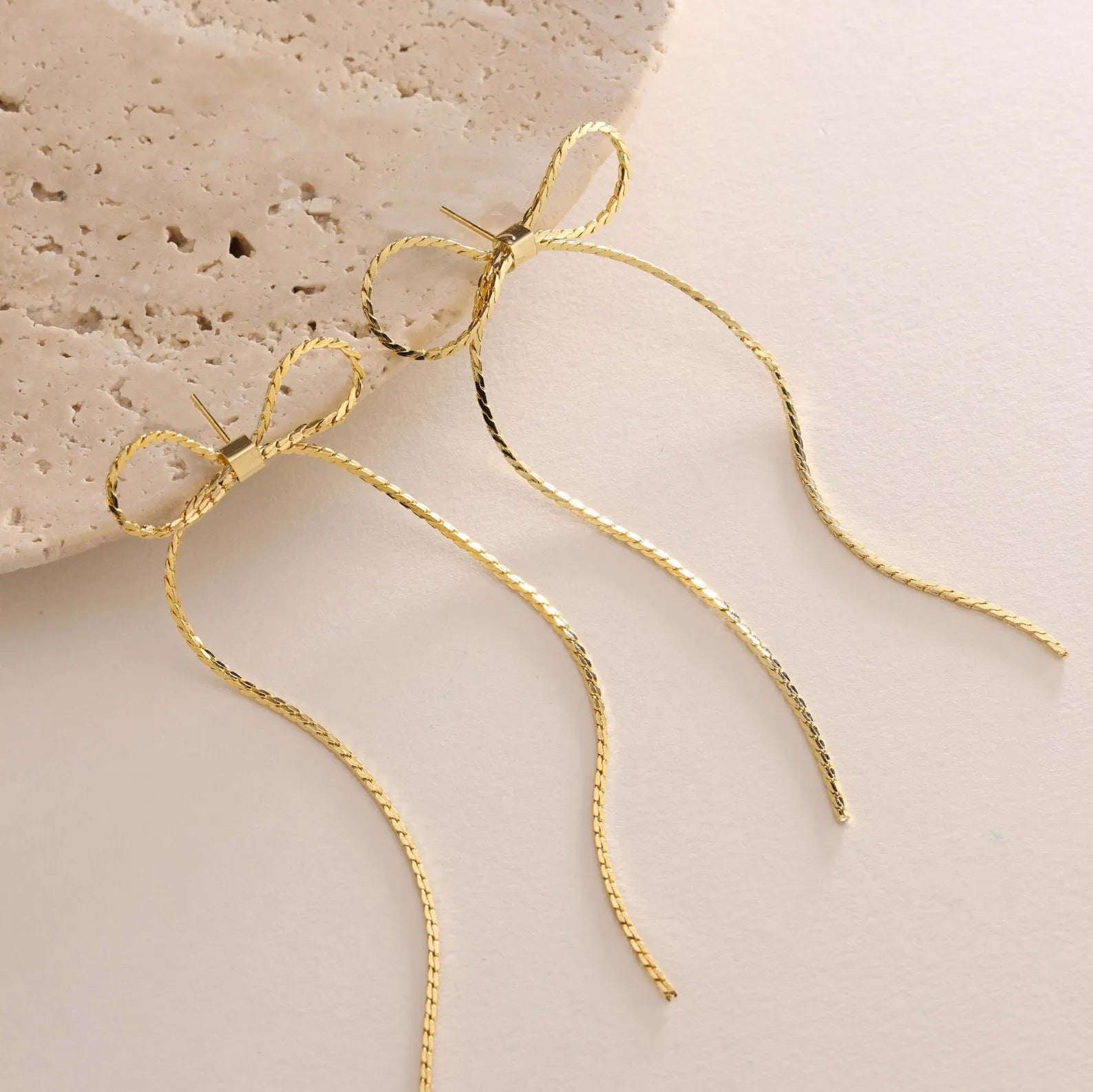 Long Drop Bow Earrings