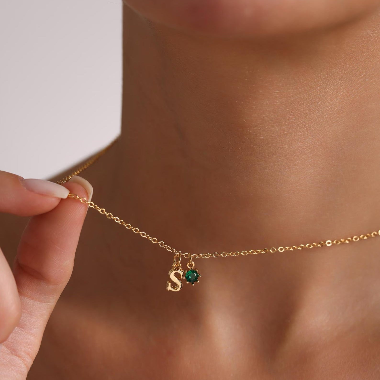 Initial Birthstone Necklace