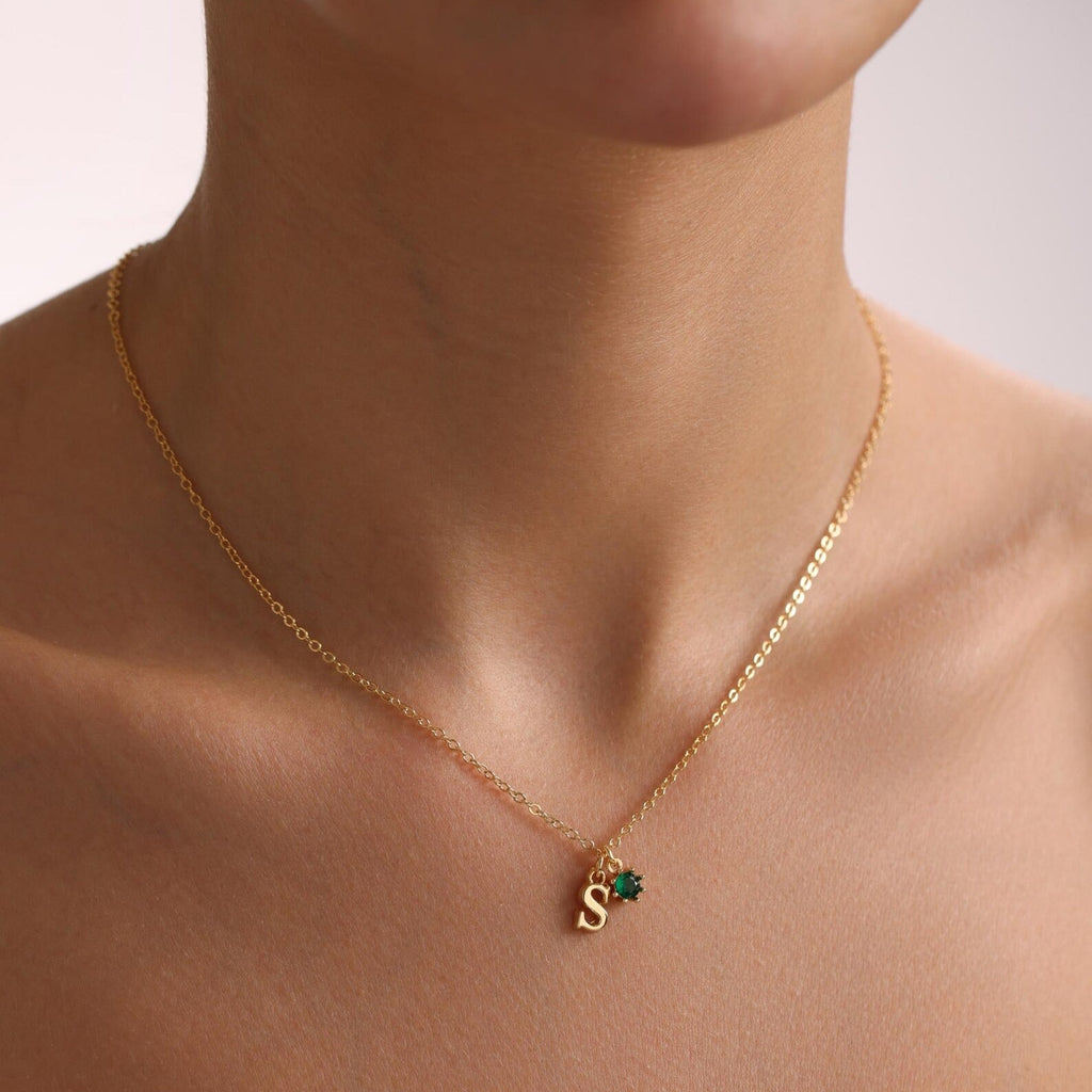 Initial Birthstone Necklace