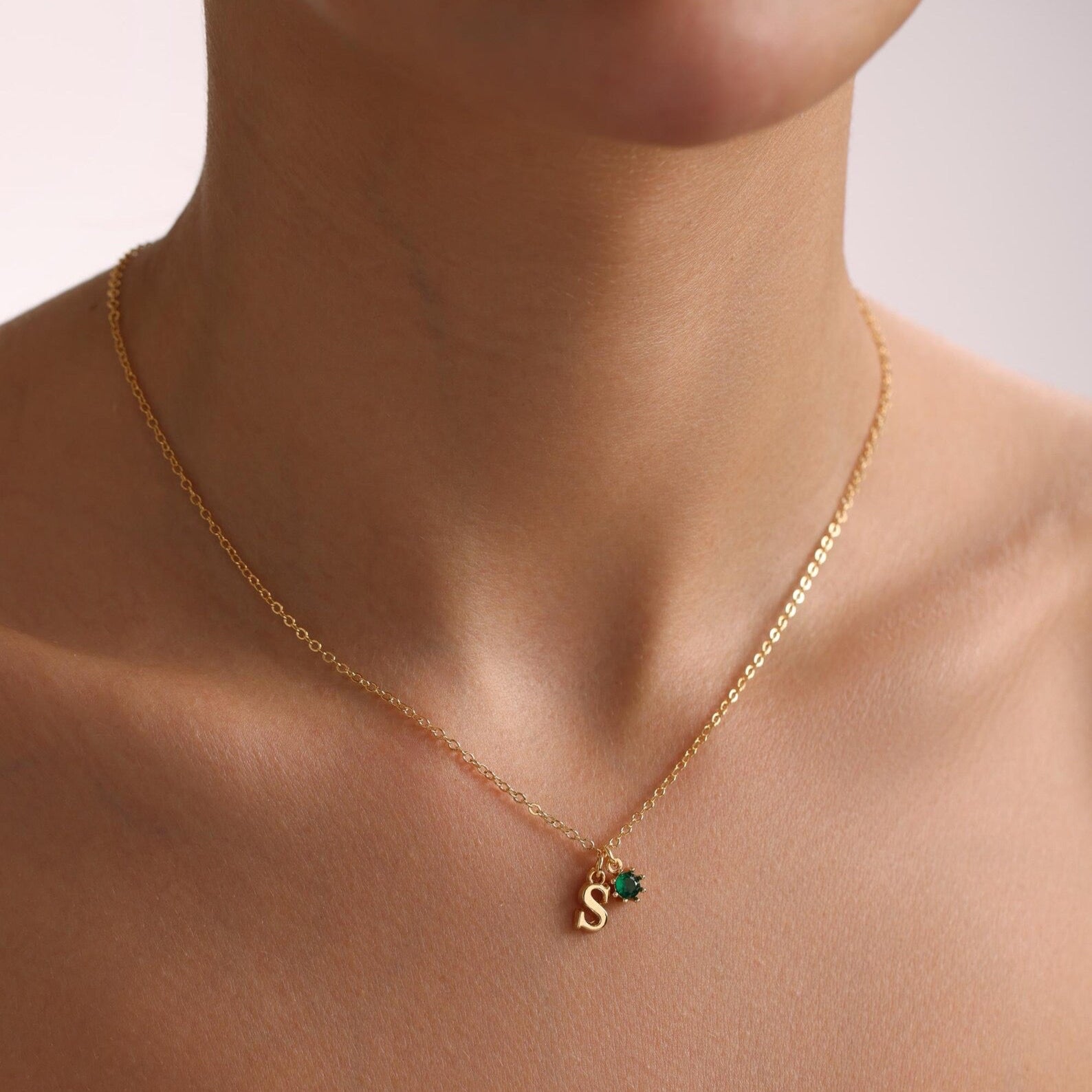 Initial Birthstone Necklace