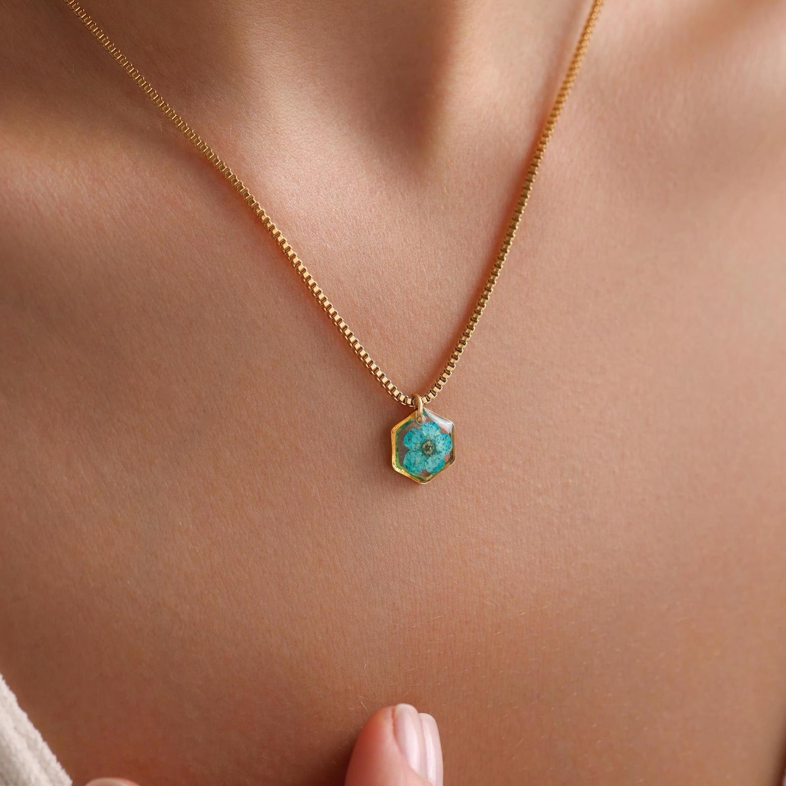 Birth Flower Hexagon Necklace