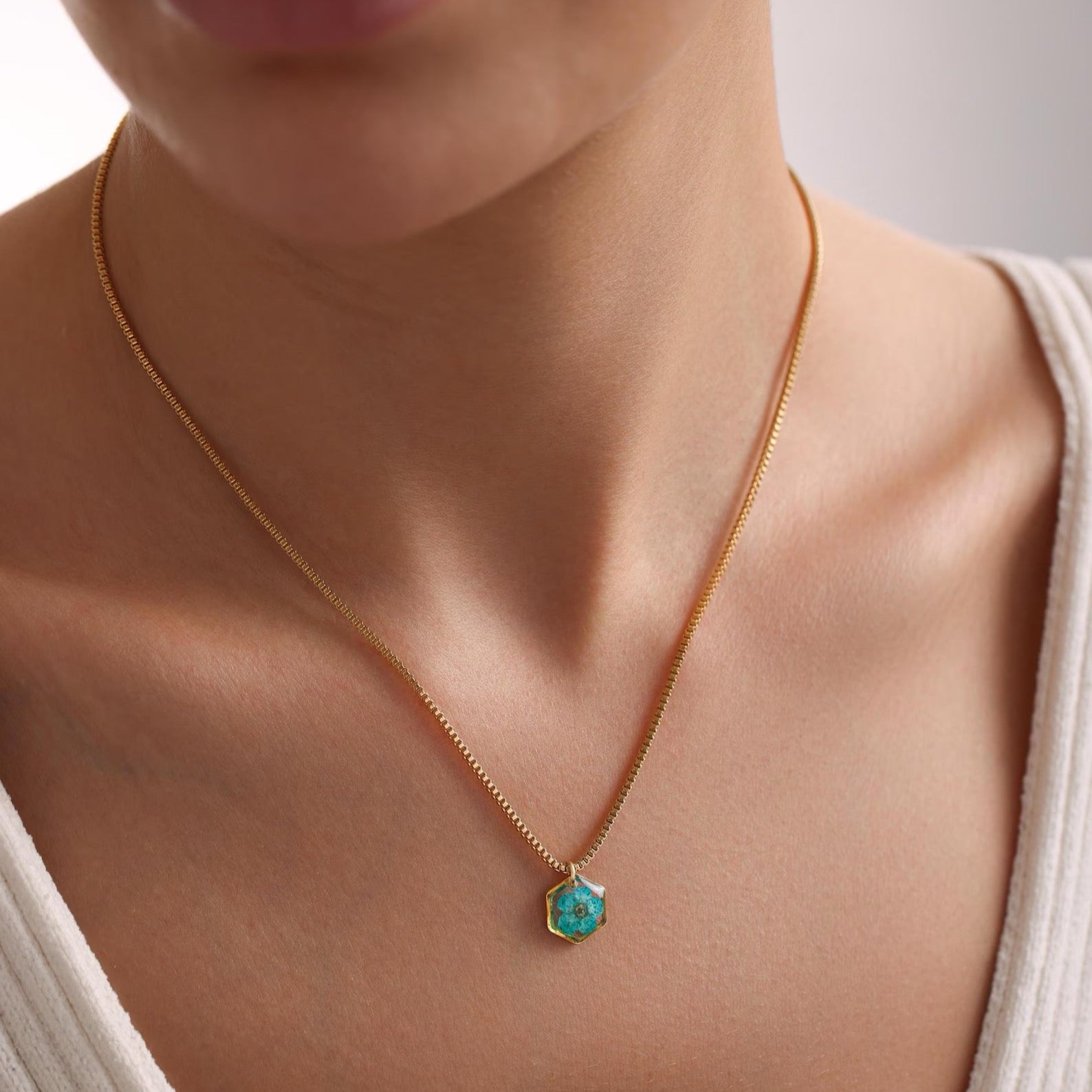 Birth Flower Hexagon Necklace