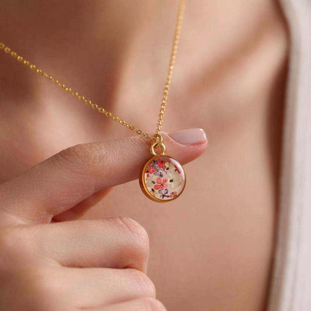 Birthflower Coin Pendant Necklace