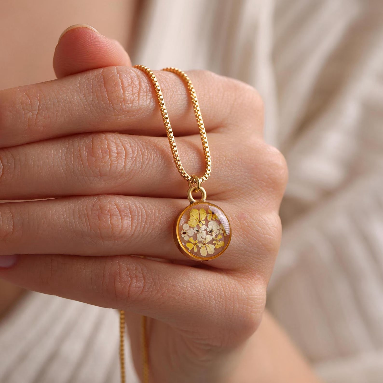 Birthflower Coin Pendant Necklace