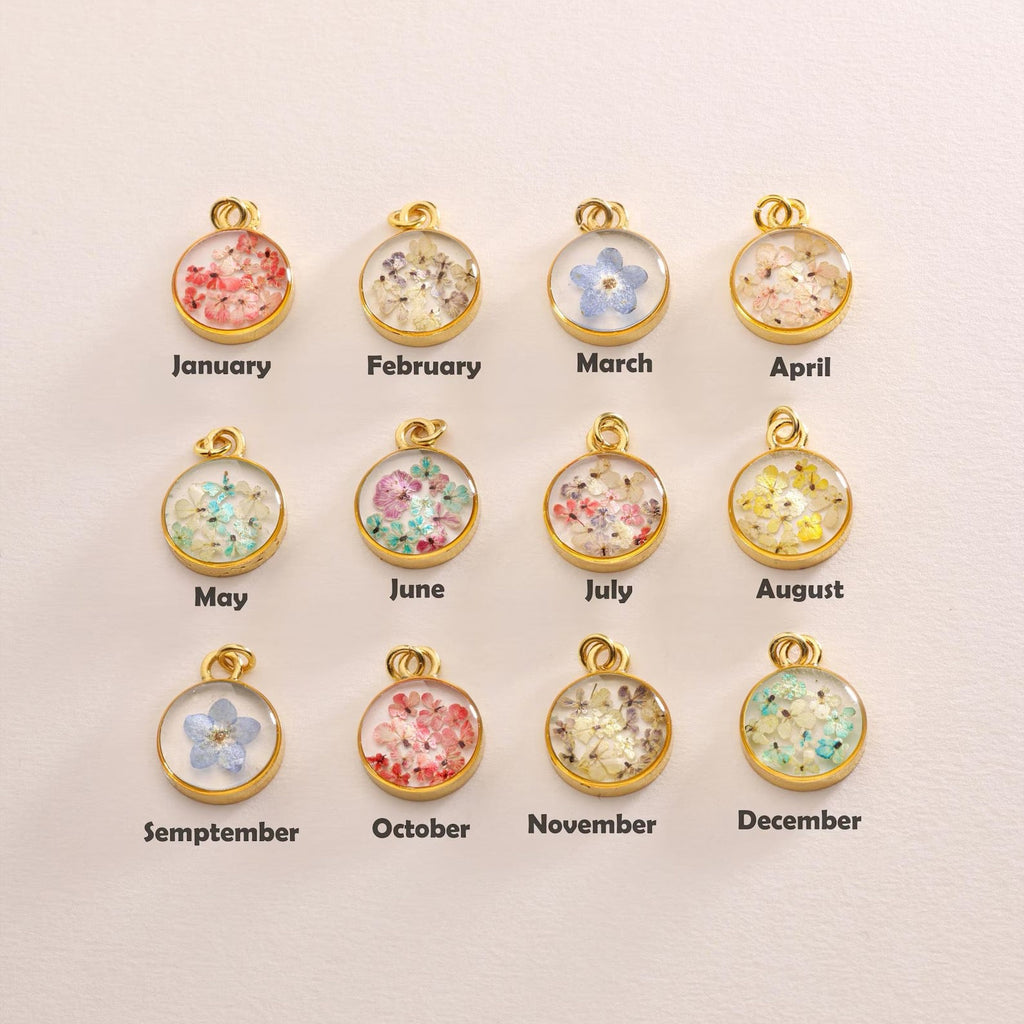 Birthflower Coin Pendant Necklace