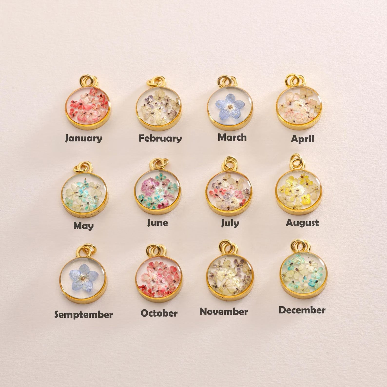 Birthflower Coin Pendant Necklace