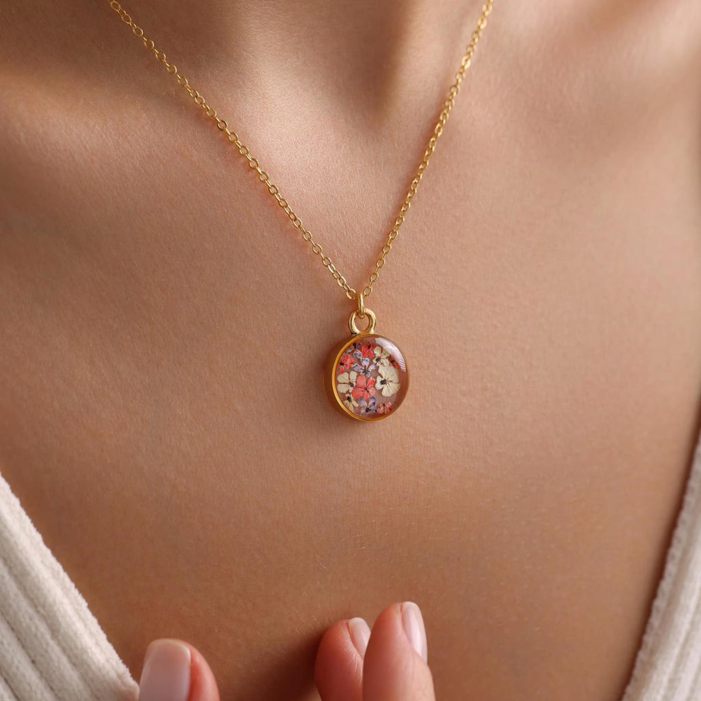 Birthflower Coin Pendant Necklace
