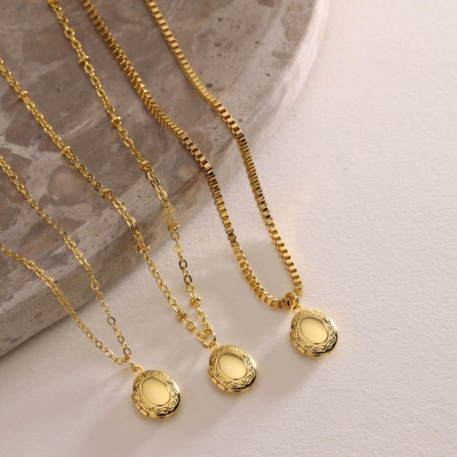 Tiny Oval Locket Necklace