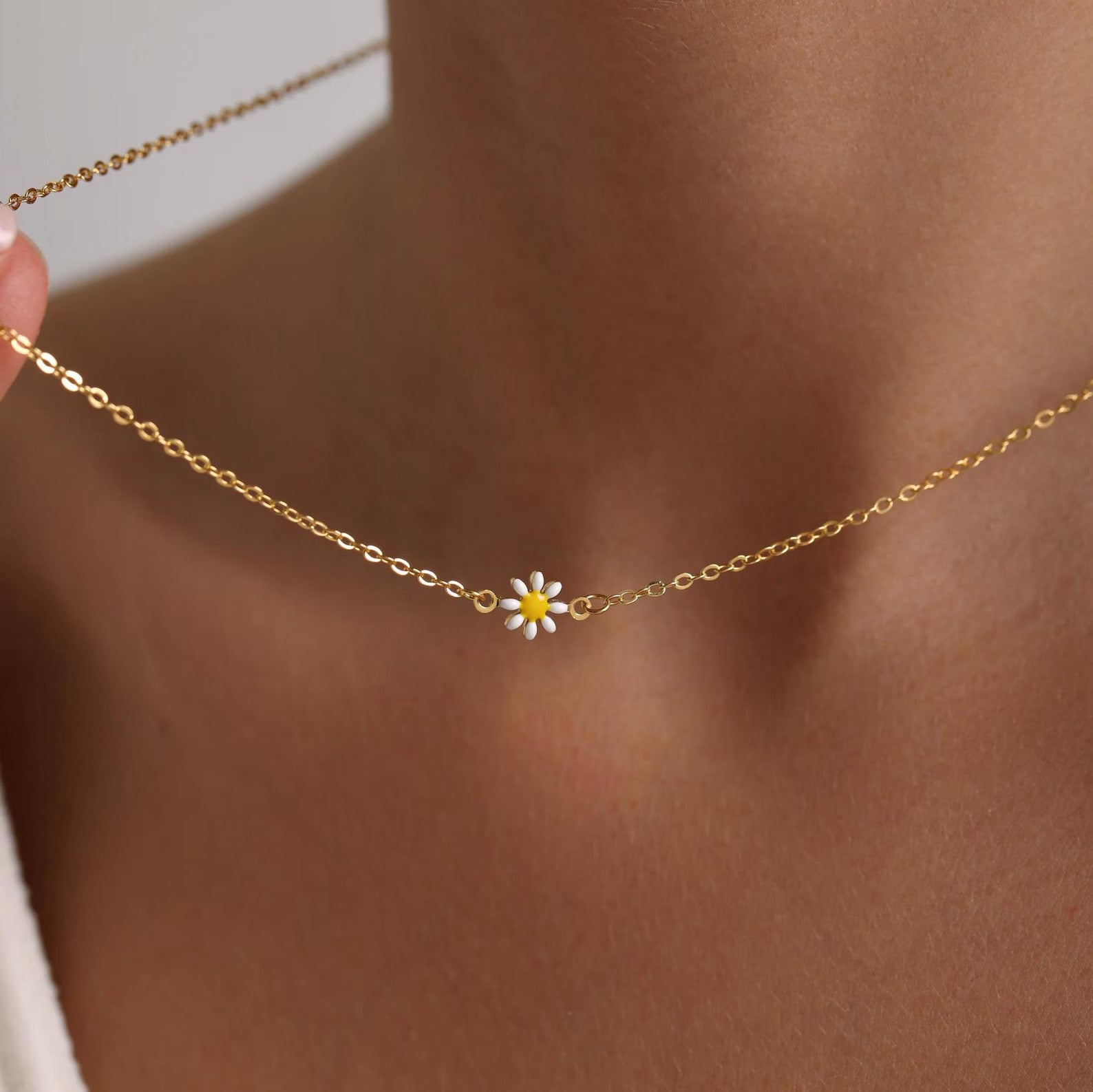 Gold Plated Tiny Daisy Necklace