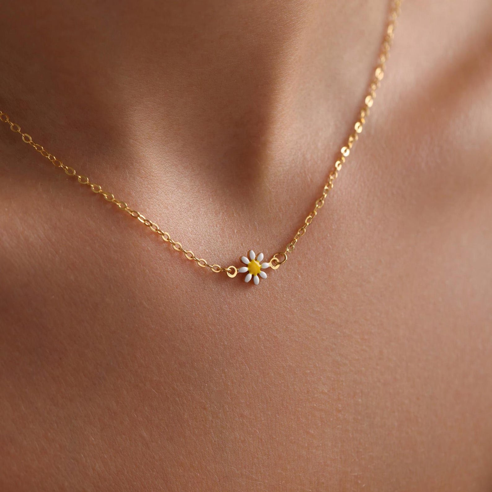 Gold Plated Tiny Daisy Necklace