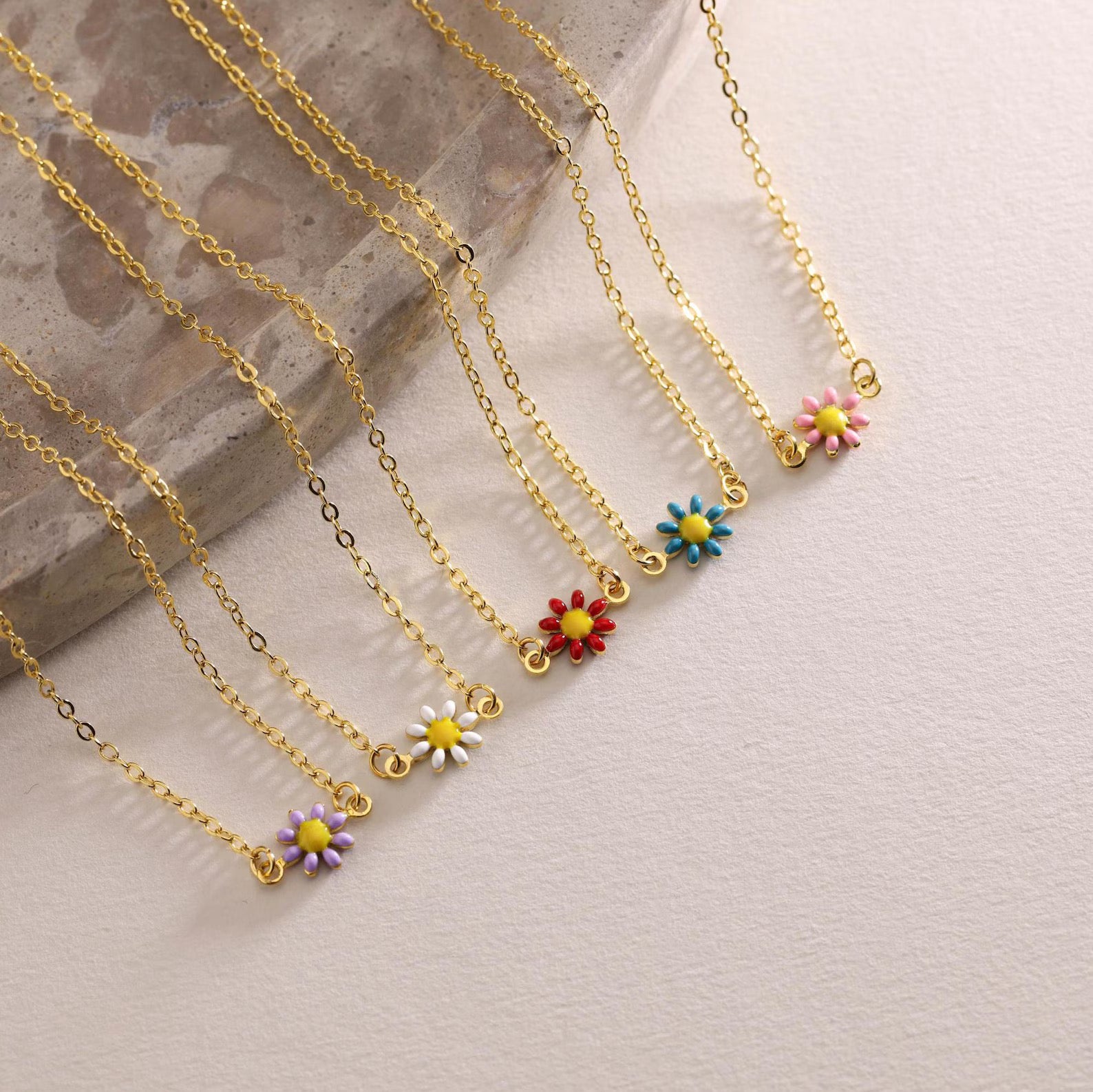 Gold Plated Tiny Daisy Necklace