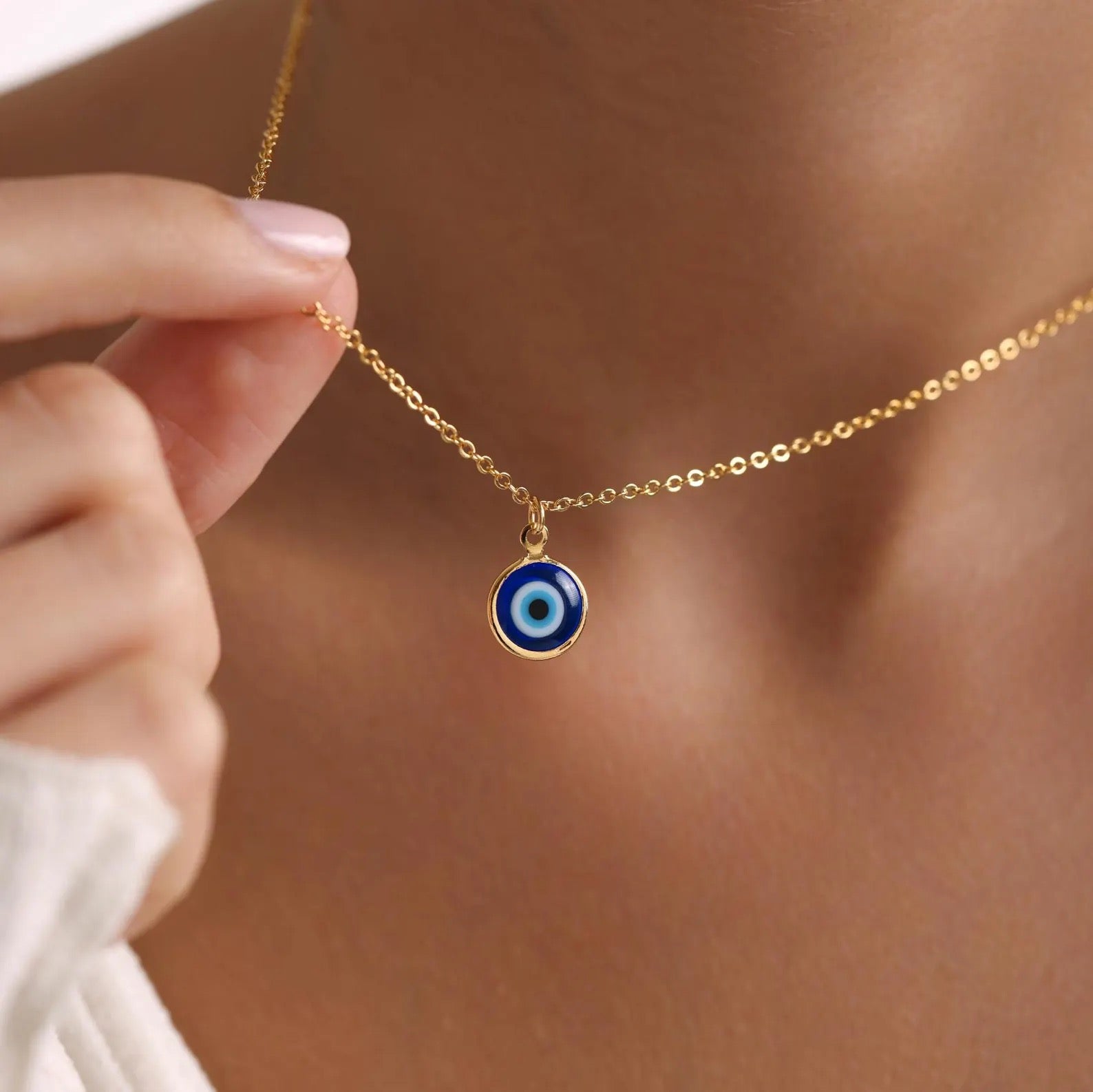 Plated Minimalist Evil Eye Necklace