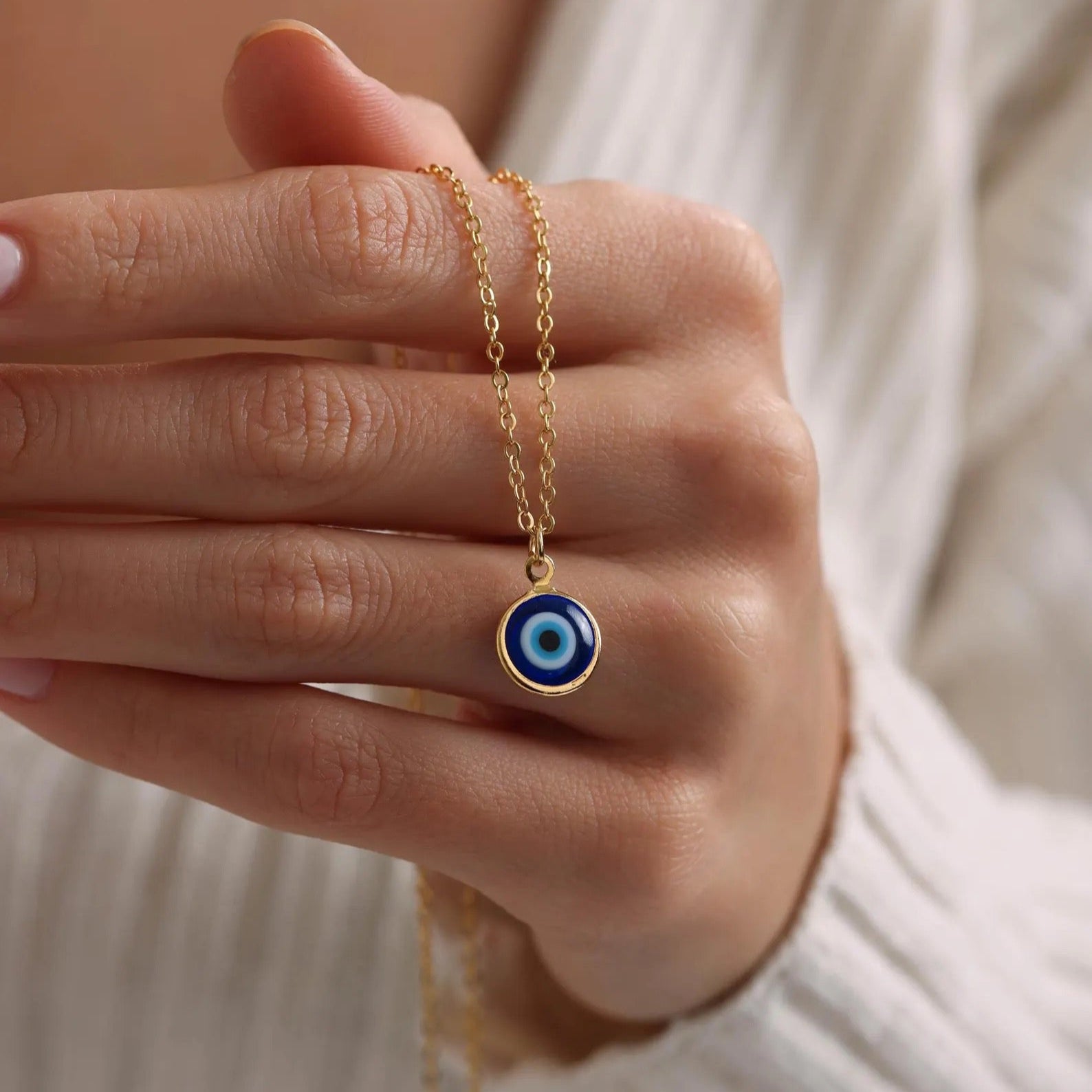 Plated Minimalist Evil Eye Necklace