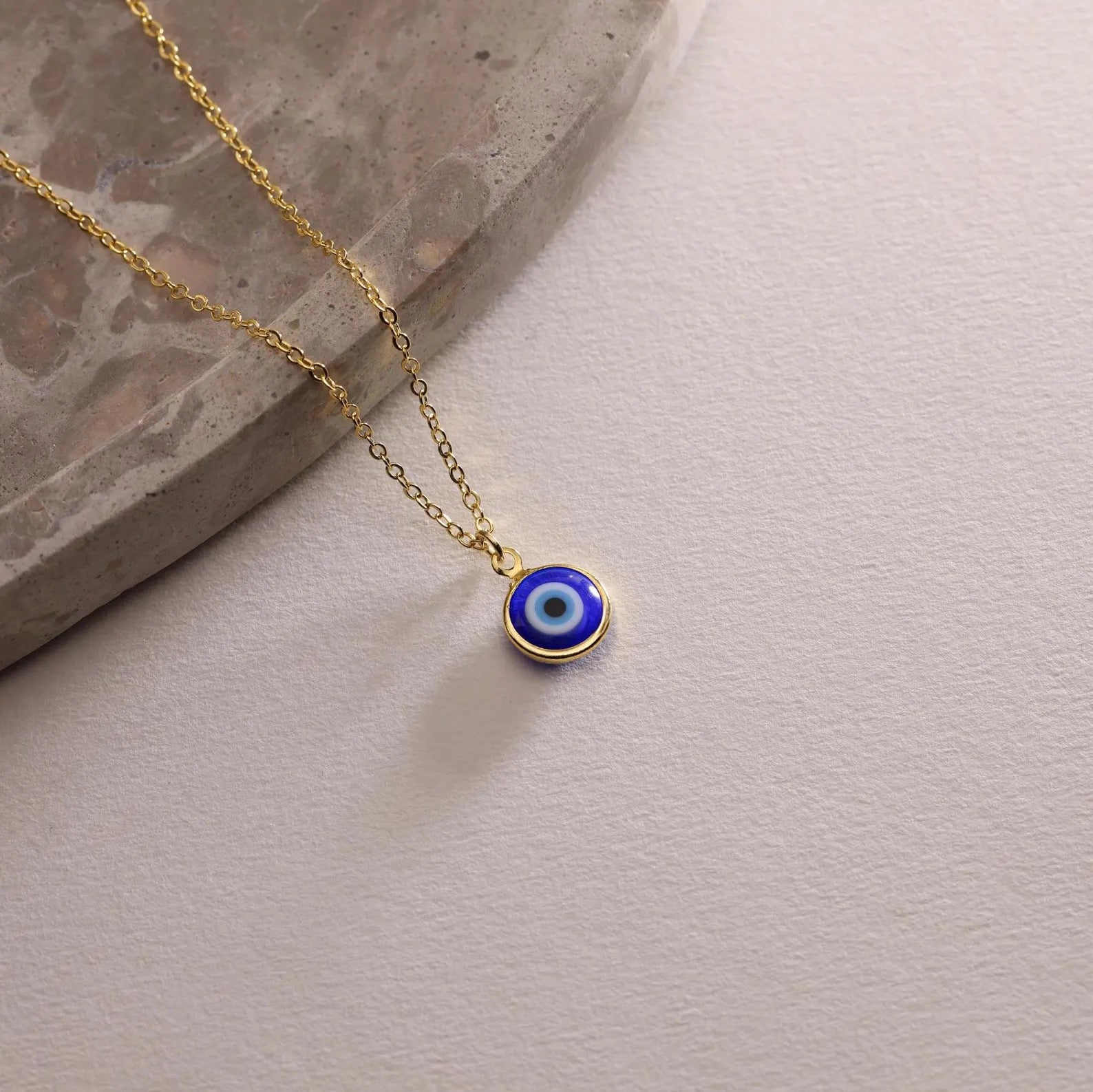 Plated Minimalist Evil Eye Necklace