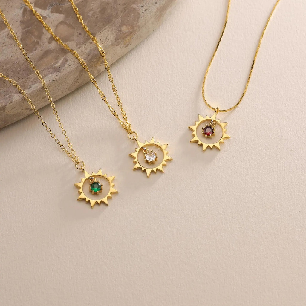 Sun Birthstone Necklace
