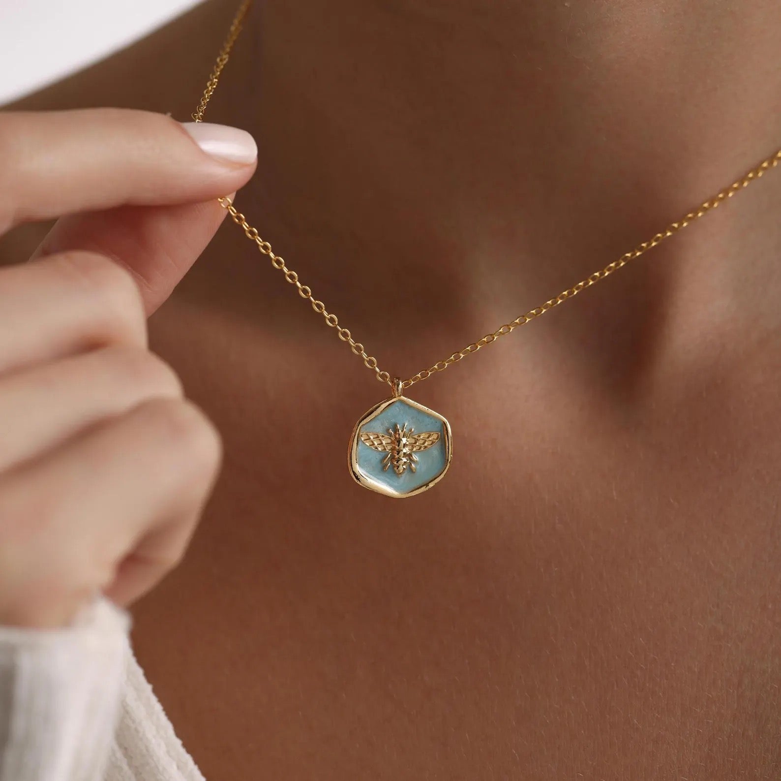 Plated Enamel Bee Pendant