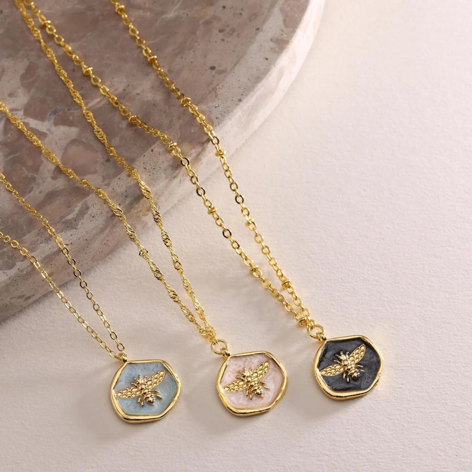 Plated Enamel Bee Pendant