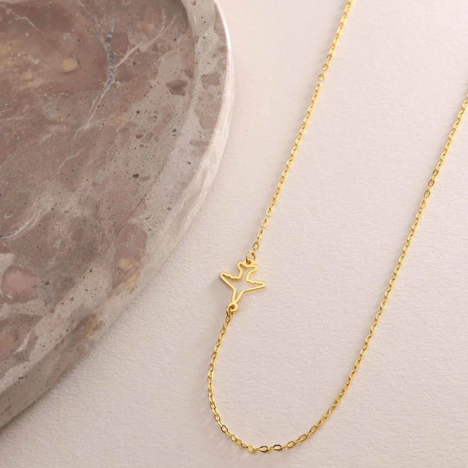 Plated Sideways Airplane Necklace