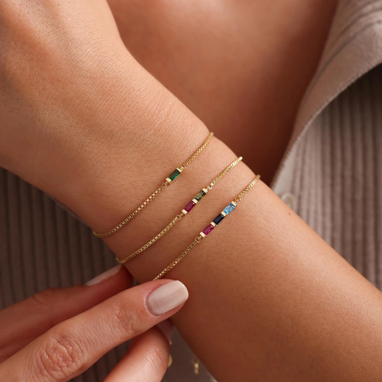 Baguette Birthstone Bracelet
