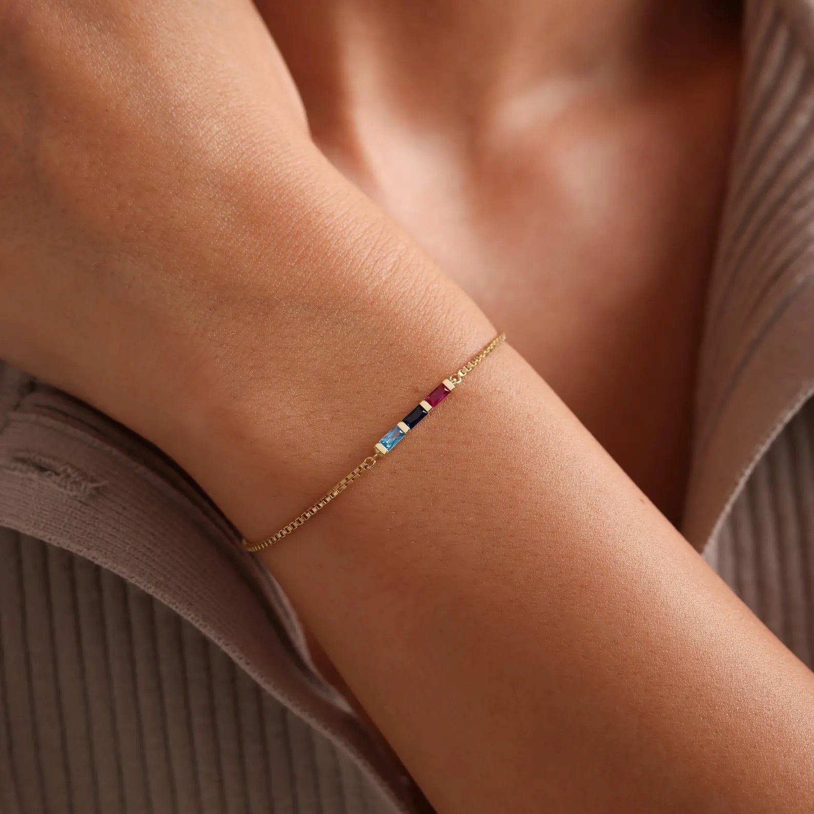 Baguette Birthstone Bracelet