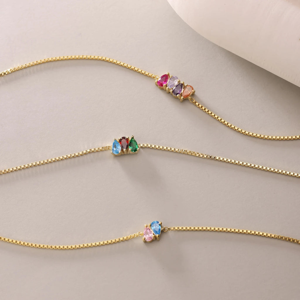 Teardrop birthstone bracelets