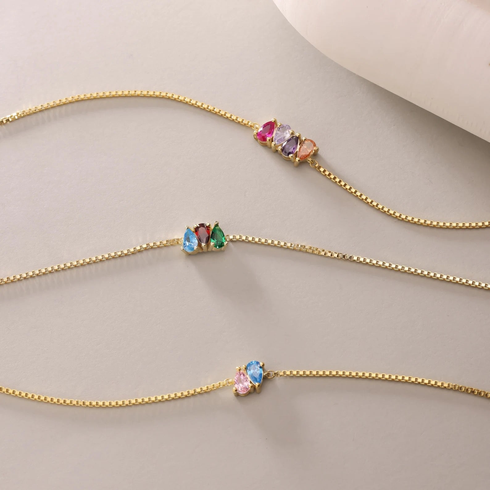 Teardrop birthstone bracelets