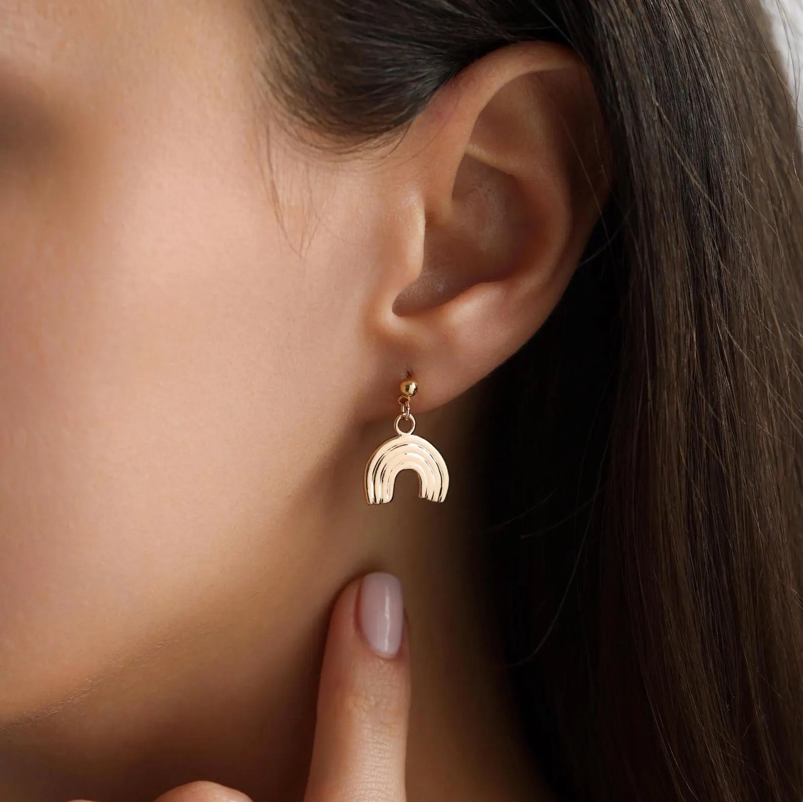 Dangle Rainbow Ball Stud Earrings