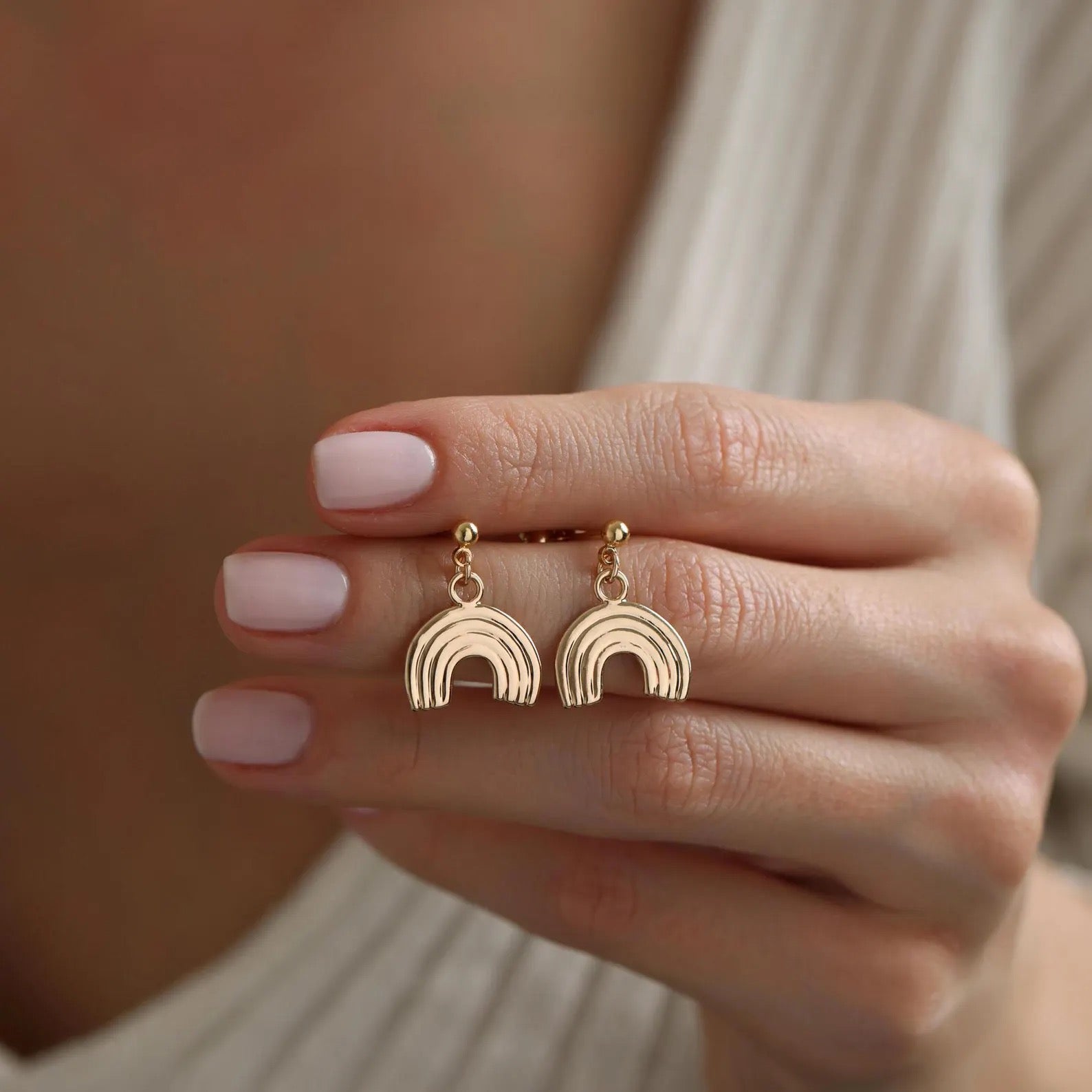 Dangle Rainbow Ball Stud Earrings