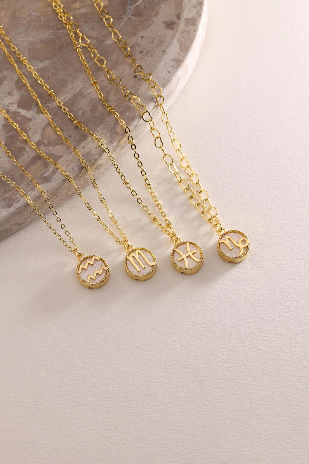 Mother of Pearl Zodiac Pendant Necklace