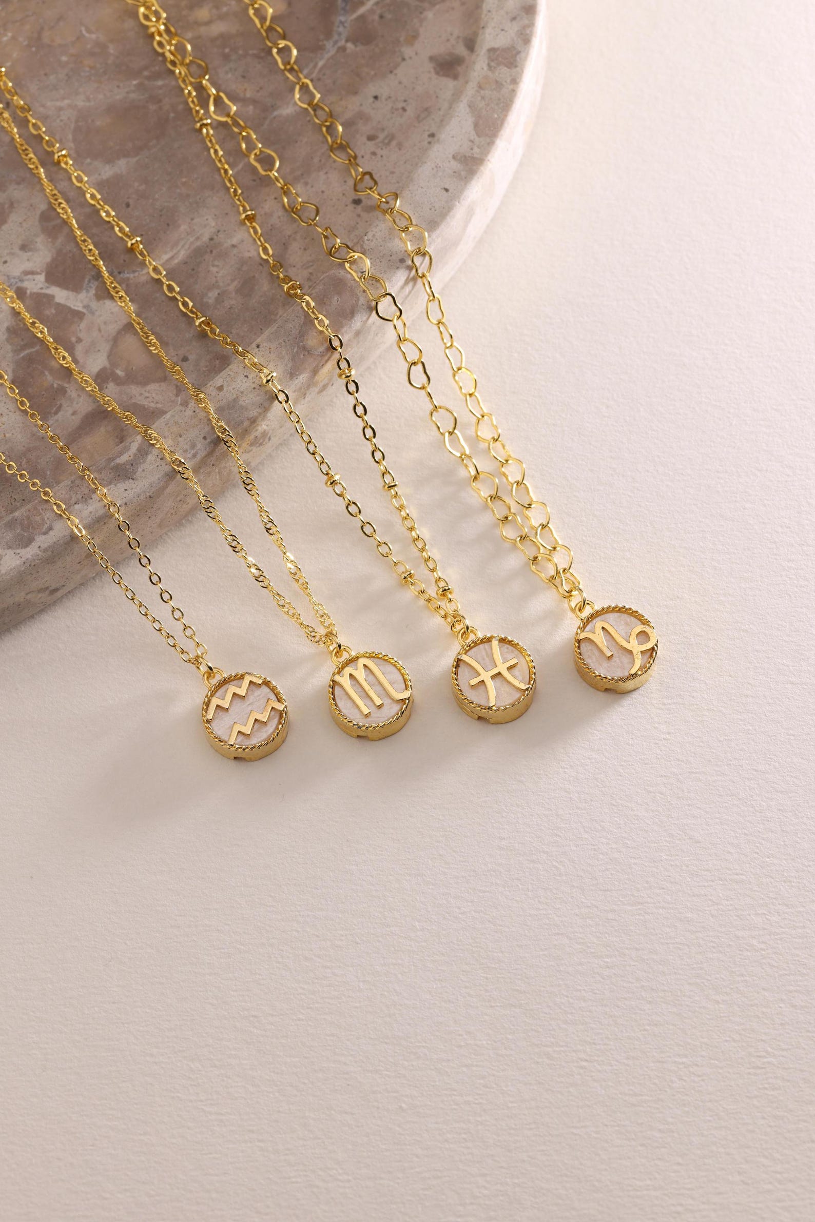 Mother of Pearl Zodiac Pendant Necklace