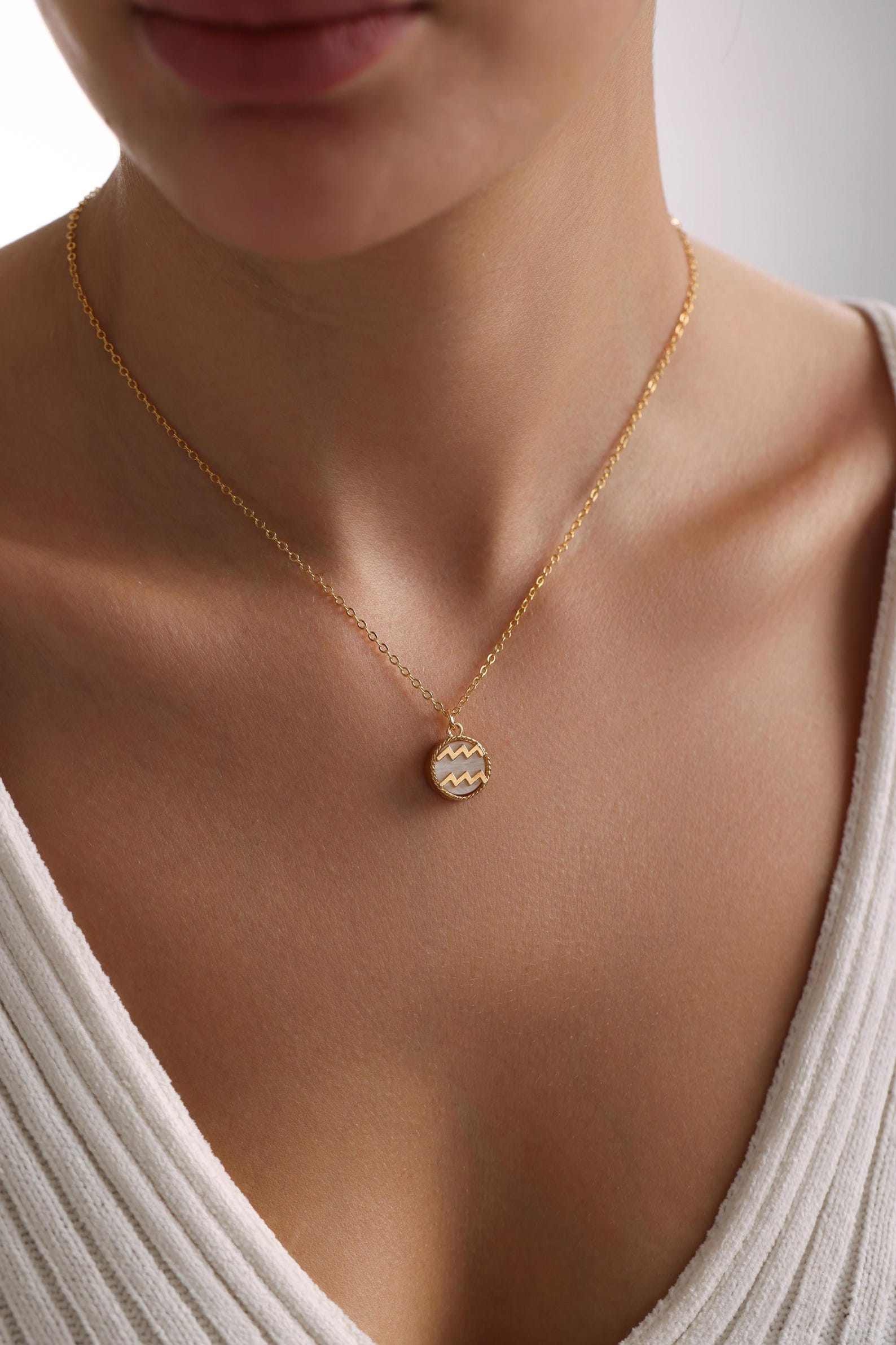 Mother of Pearl Zodiac Pendant Necklace