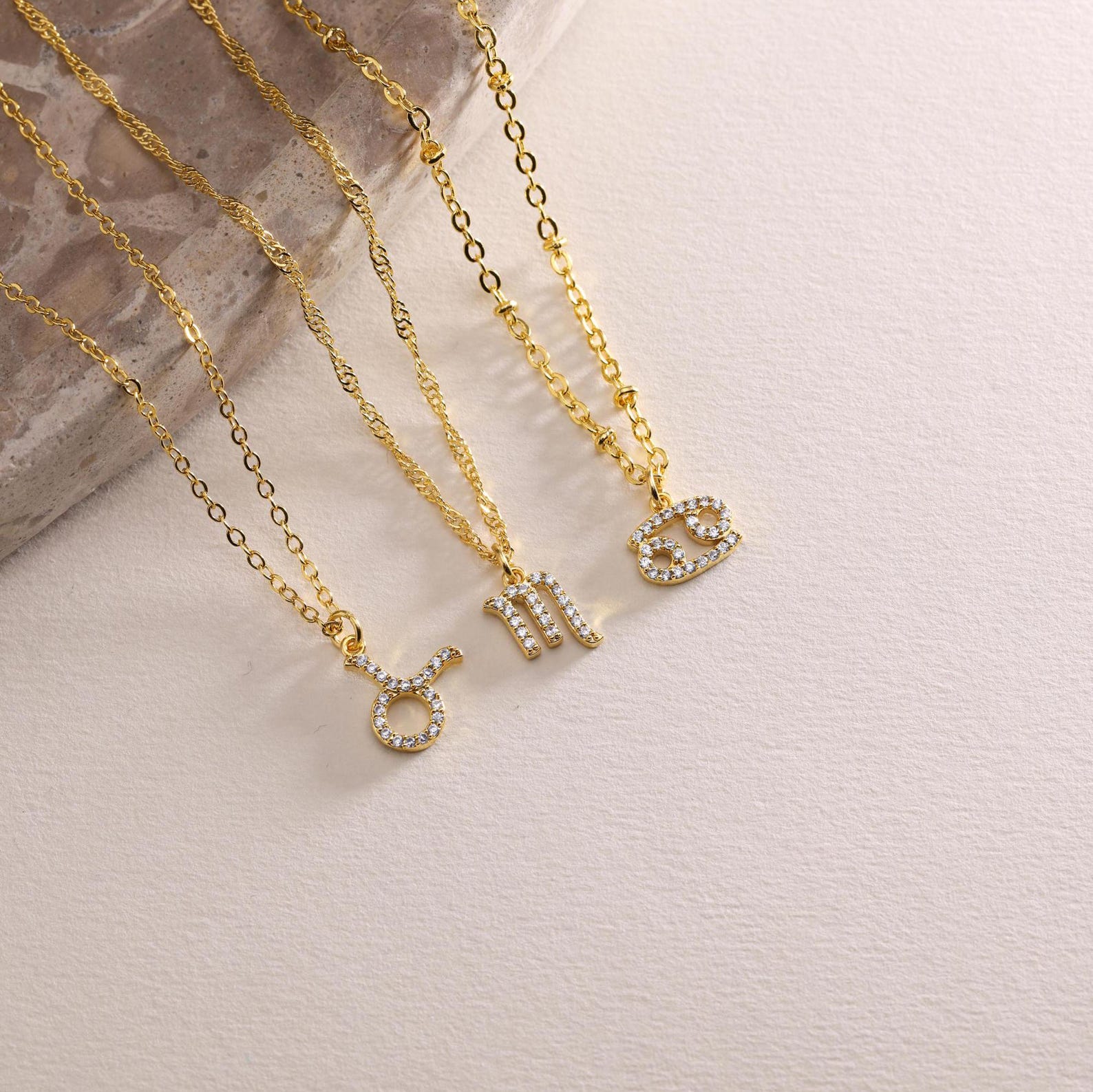 Personalized Tiny Zodiac Pave Necklace