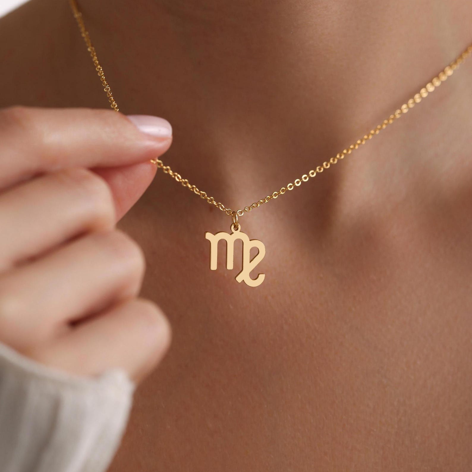 Personalized Gold Plated Tiny Zodiac Necklace