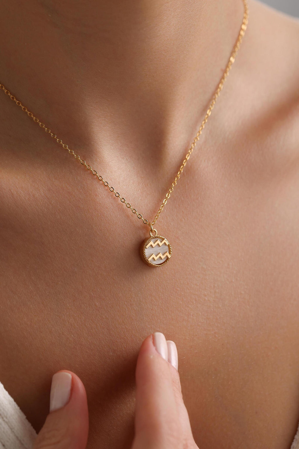 Mother of Pearl Zodiac Pendant Necklace