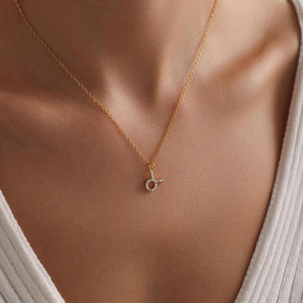 Personalized Tiny Zodiac Pave Necklace