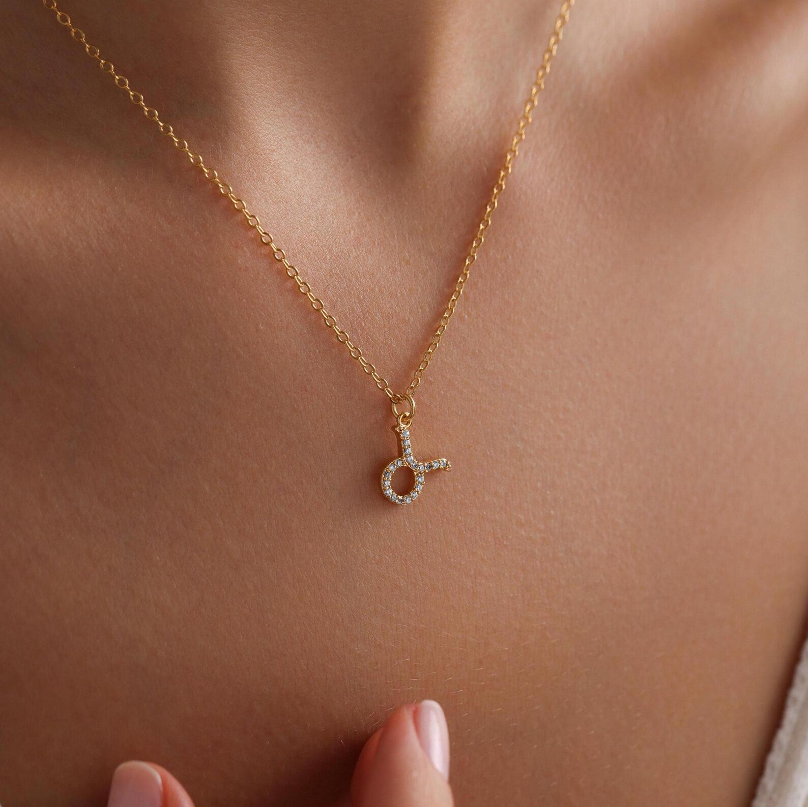 Personalized Tiny Zodiac Pave Necklace