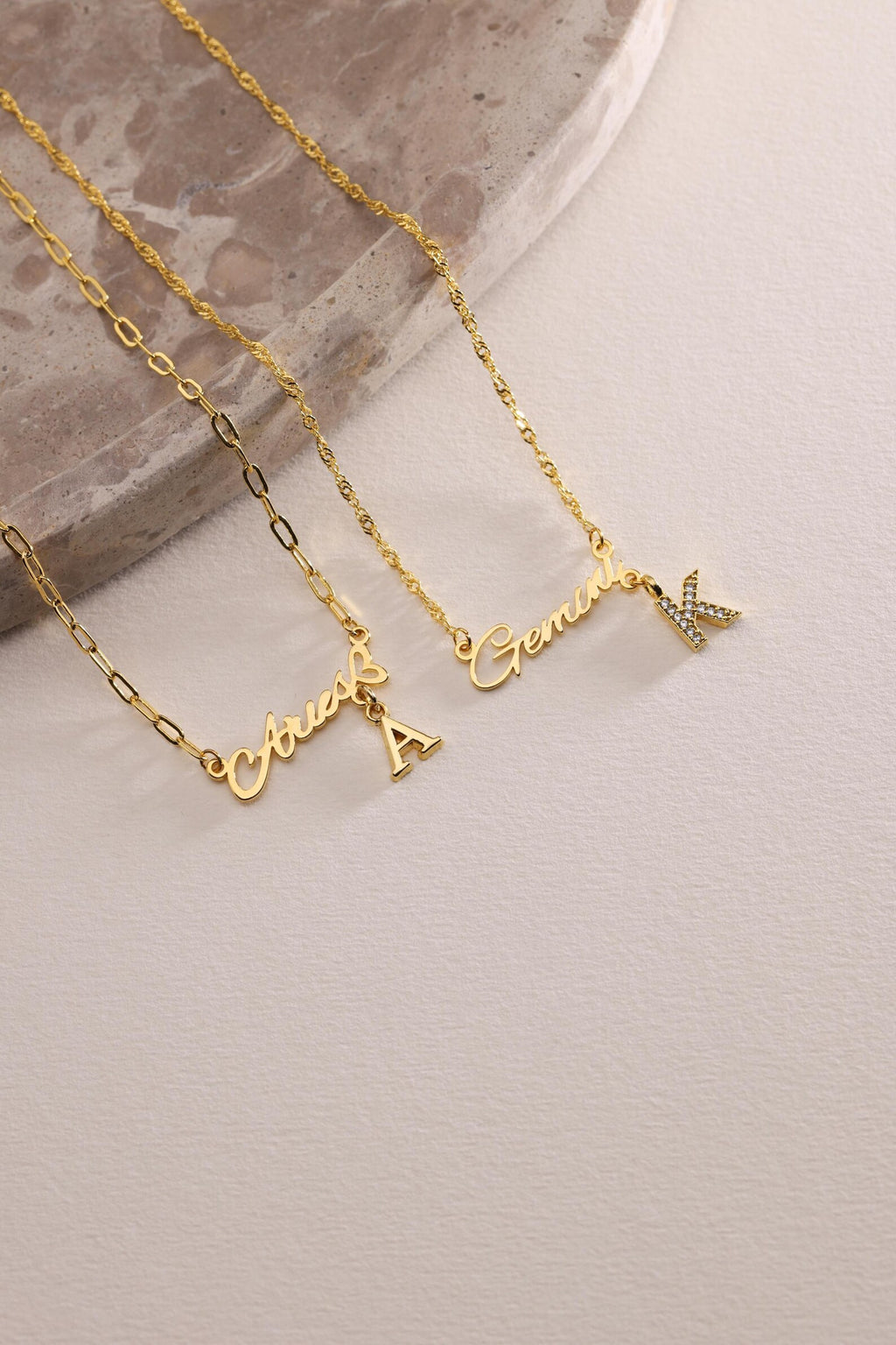 Gold Zodiac Sign & Initial Necklace