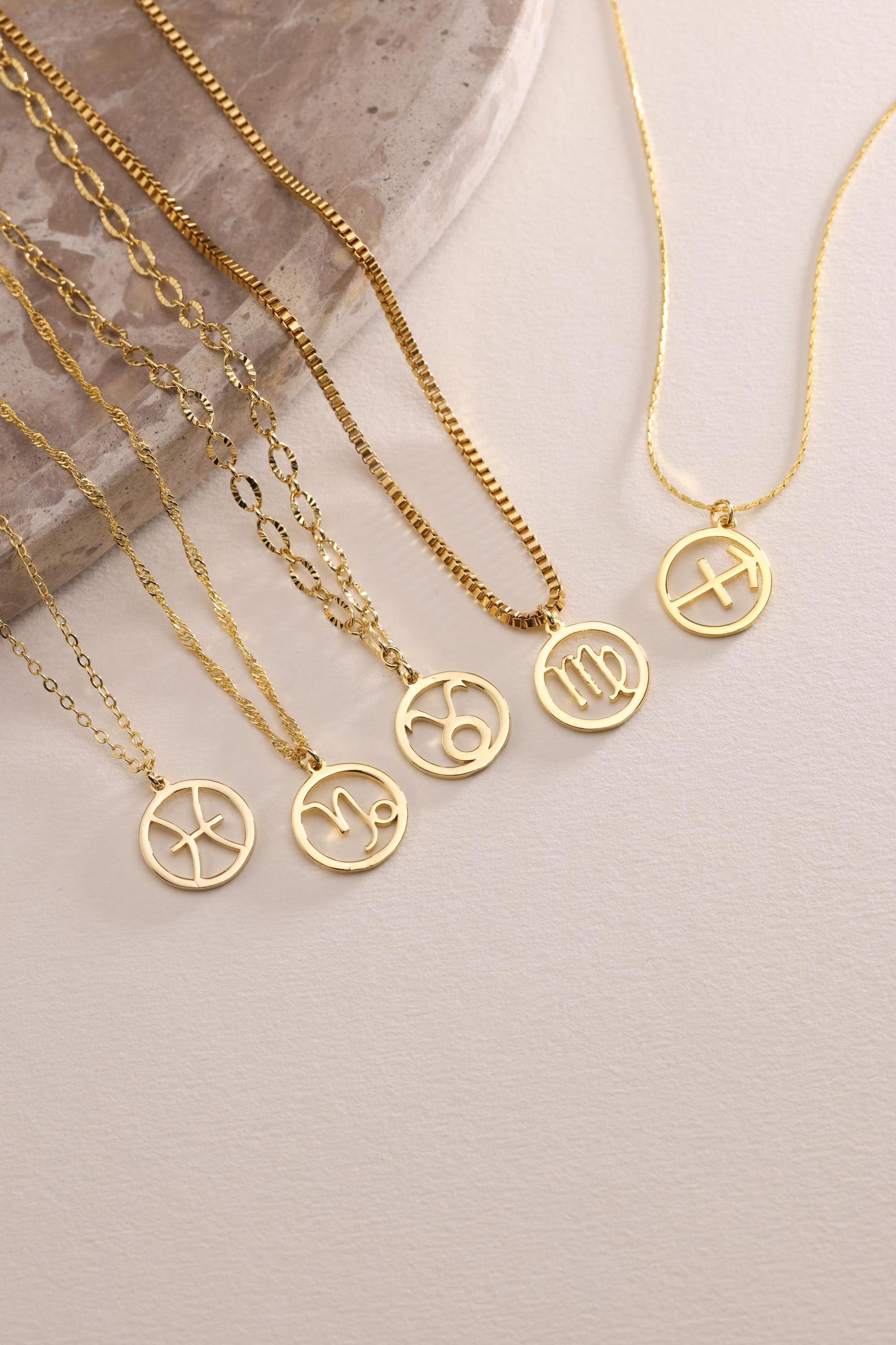 Gold Zodiac Coin Pendant Necklace
