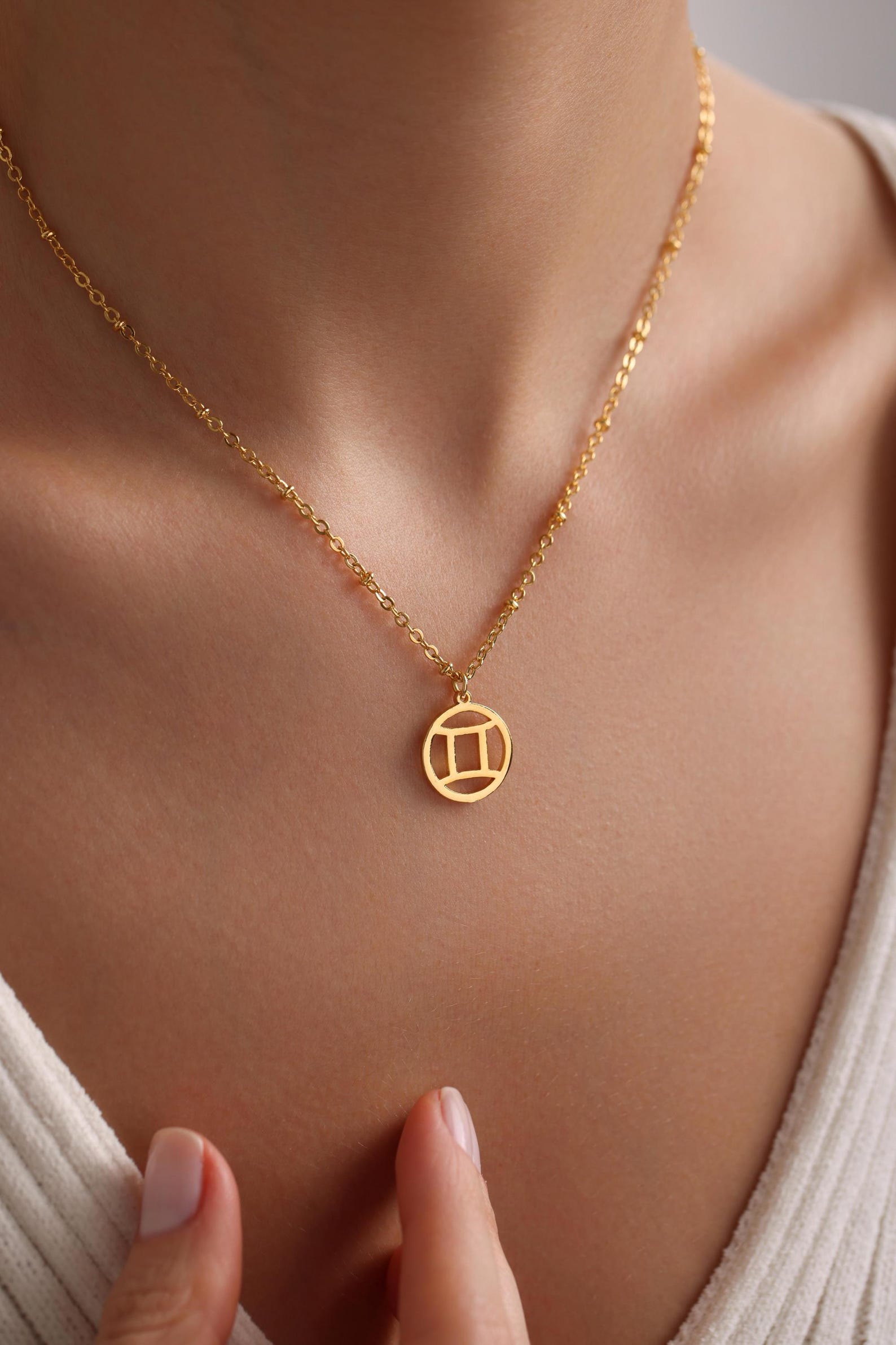 Gold Zodiac Coin Pendant Necklace