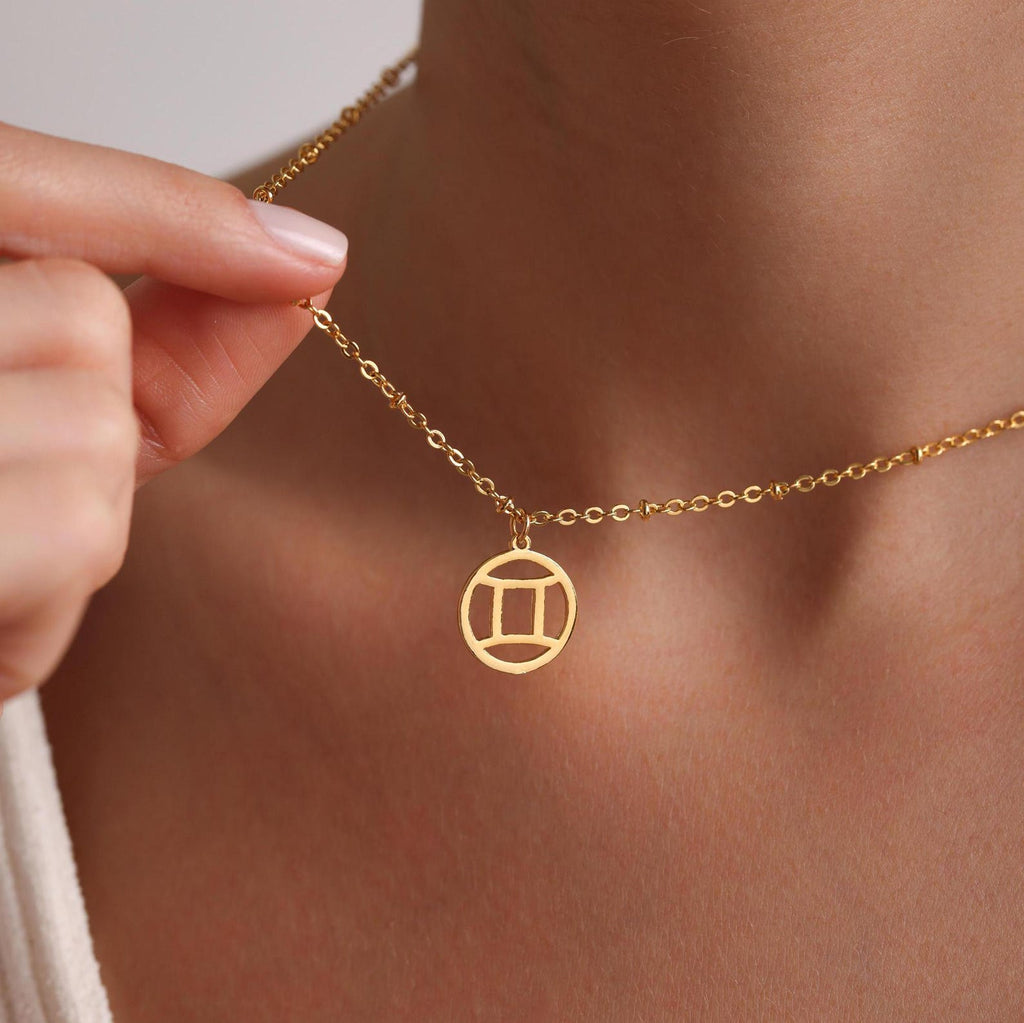 Gold Zodiac Coin Pendant Necklace