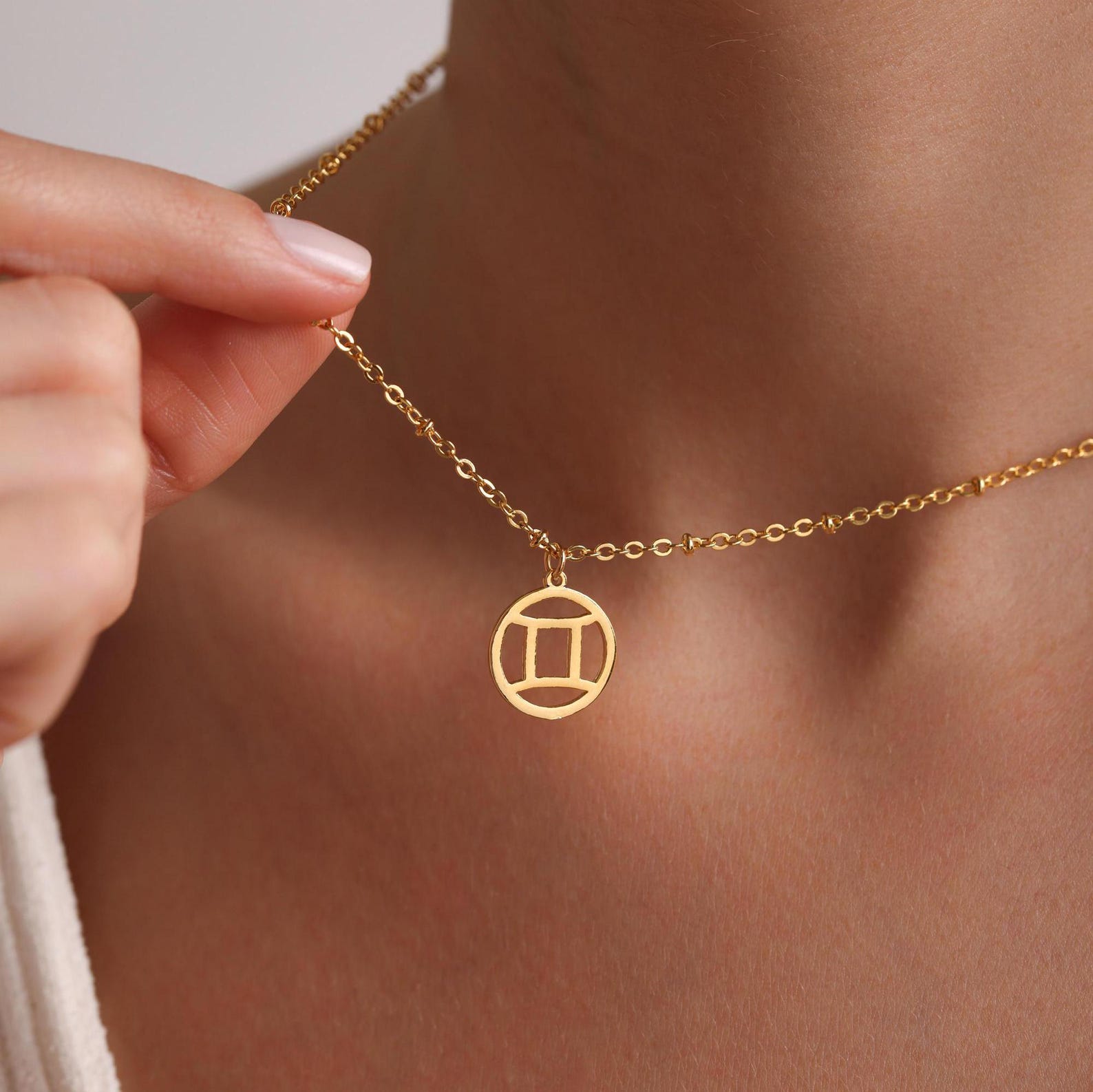 Gold Zodiac Coin Pendant Necklace
