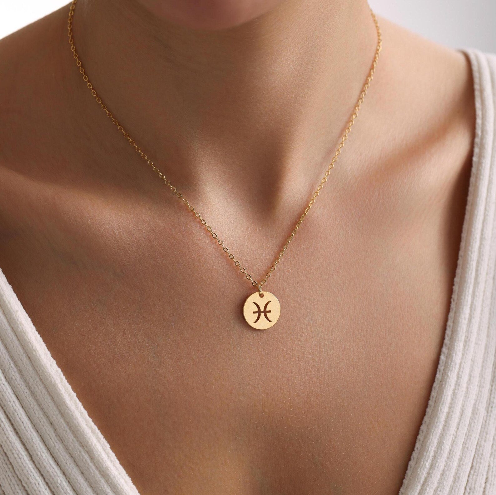 Personalized Dainty Zodiac Disc Necklace