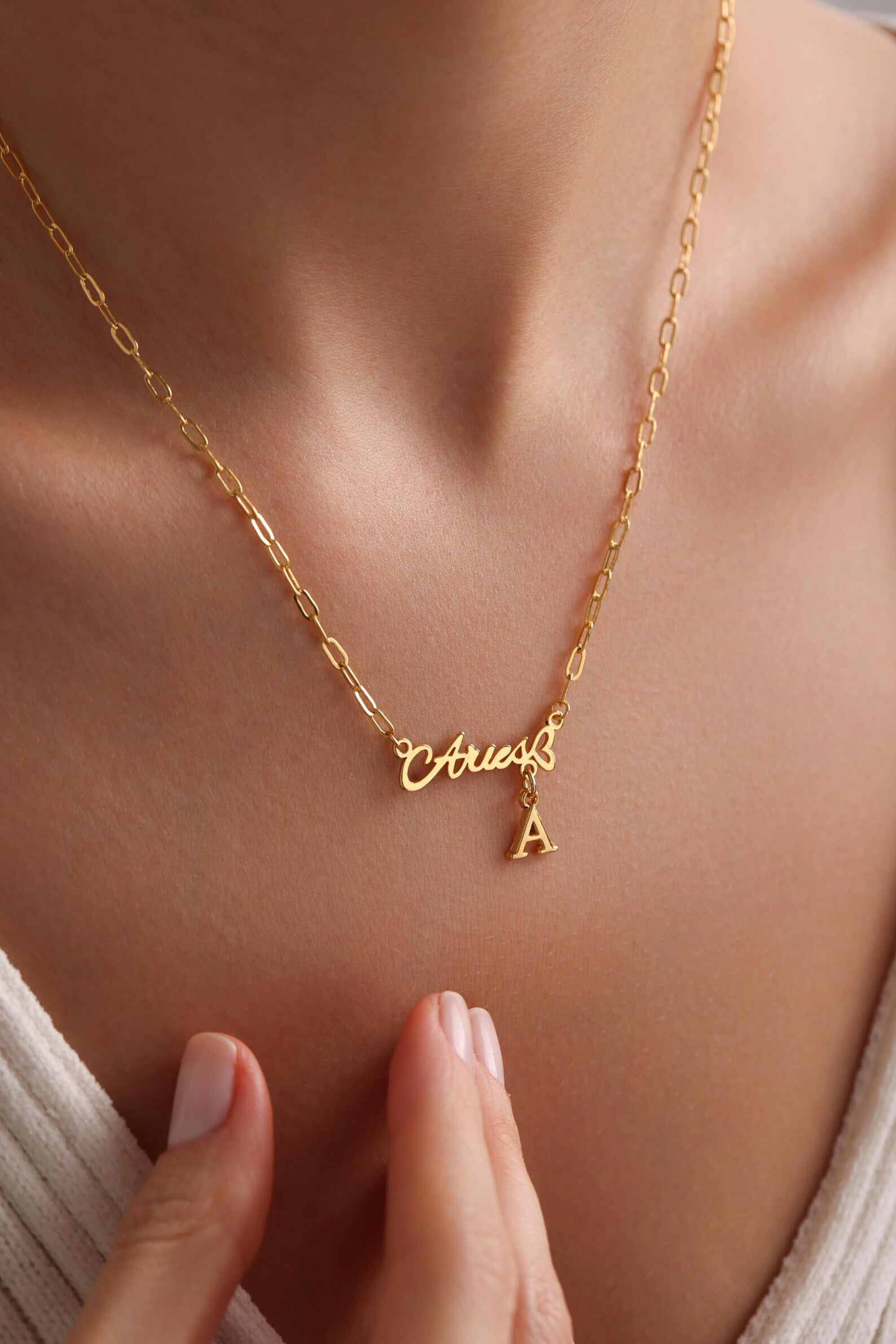 Gold Zodiac Sign & Initial Necklace