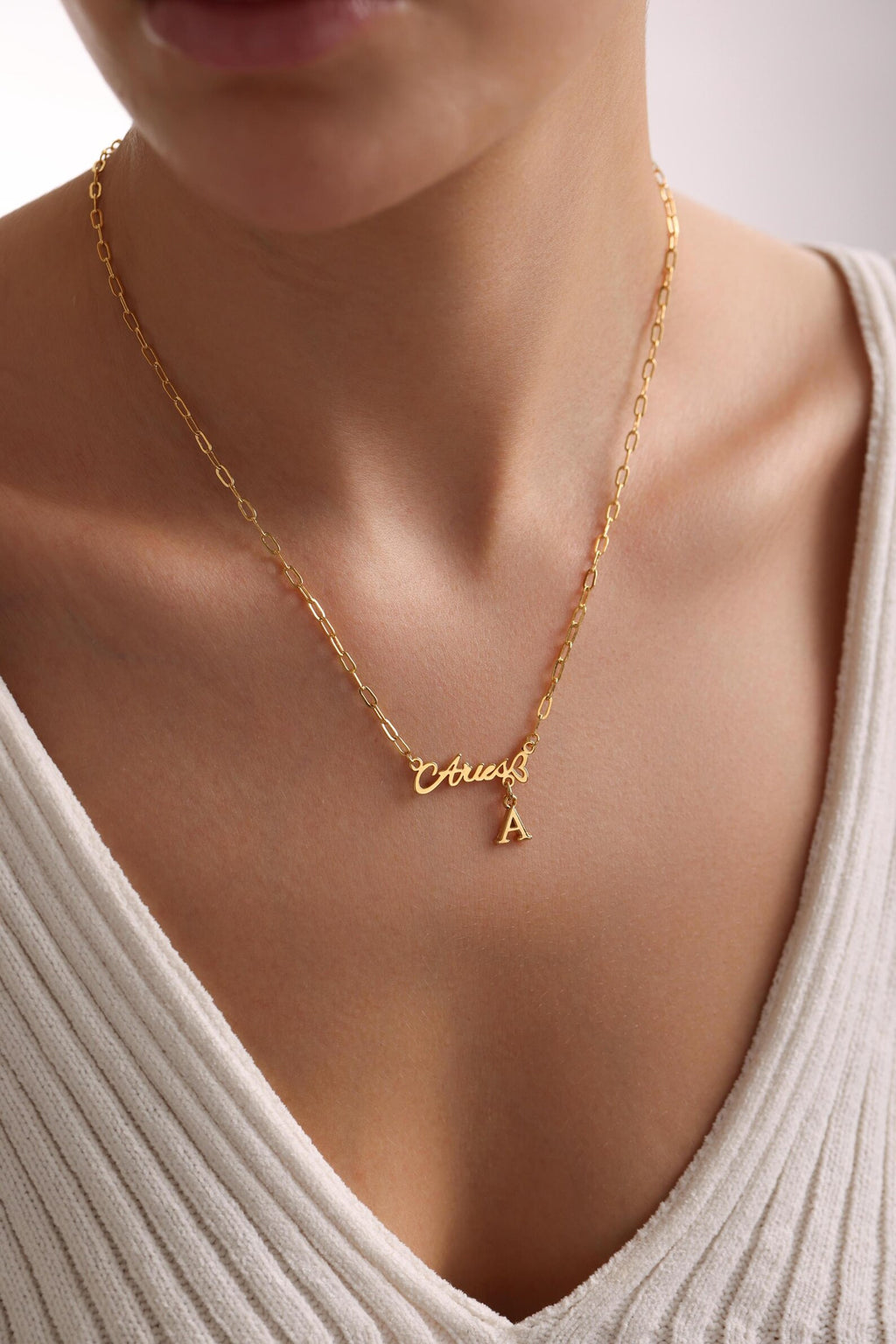 Gold Zodiac Sign & Initial Necklace