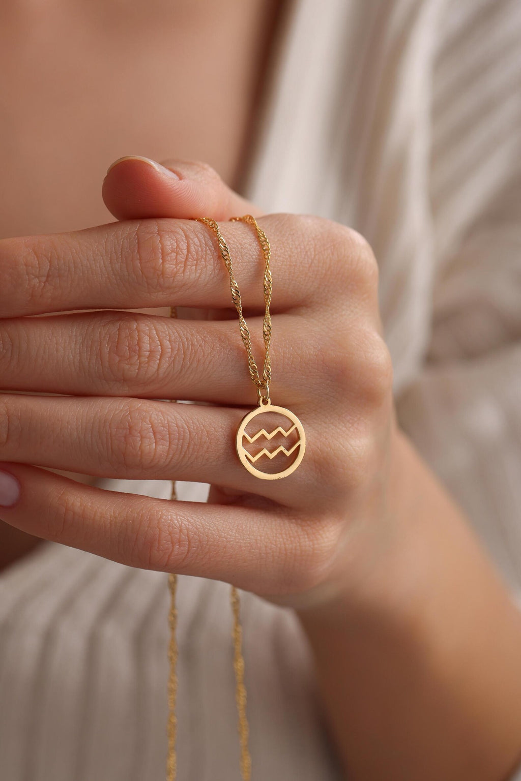 Gold Zodiac Coin Pendant Necklace